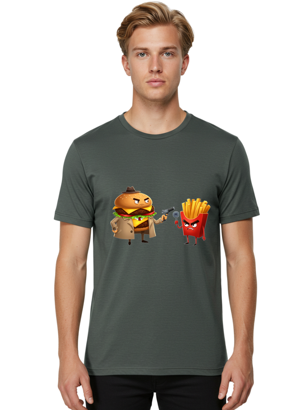Burger-Vs-Fries Men'S Graphic Tee, 100% Cotton, Comfortable Casual Summer Wear, Machine Washable, Vintage Camera, Old Camera, Antique Camera, Black Camera, Classic Photography, Photography Equipment, Nostalgic Device, Film Camera, Camera Art Bal900