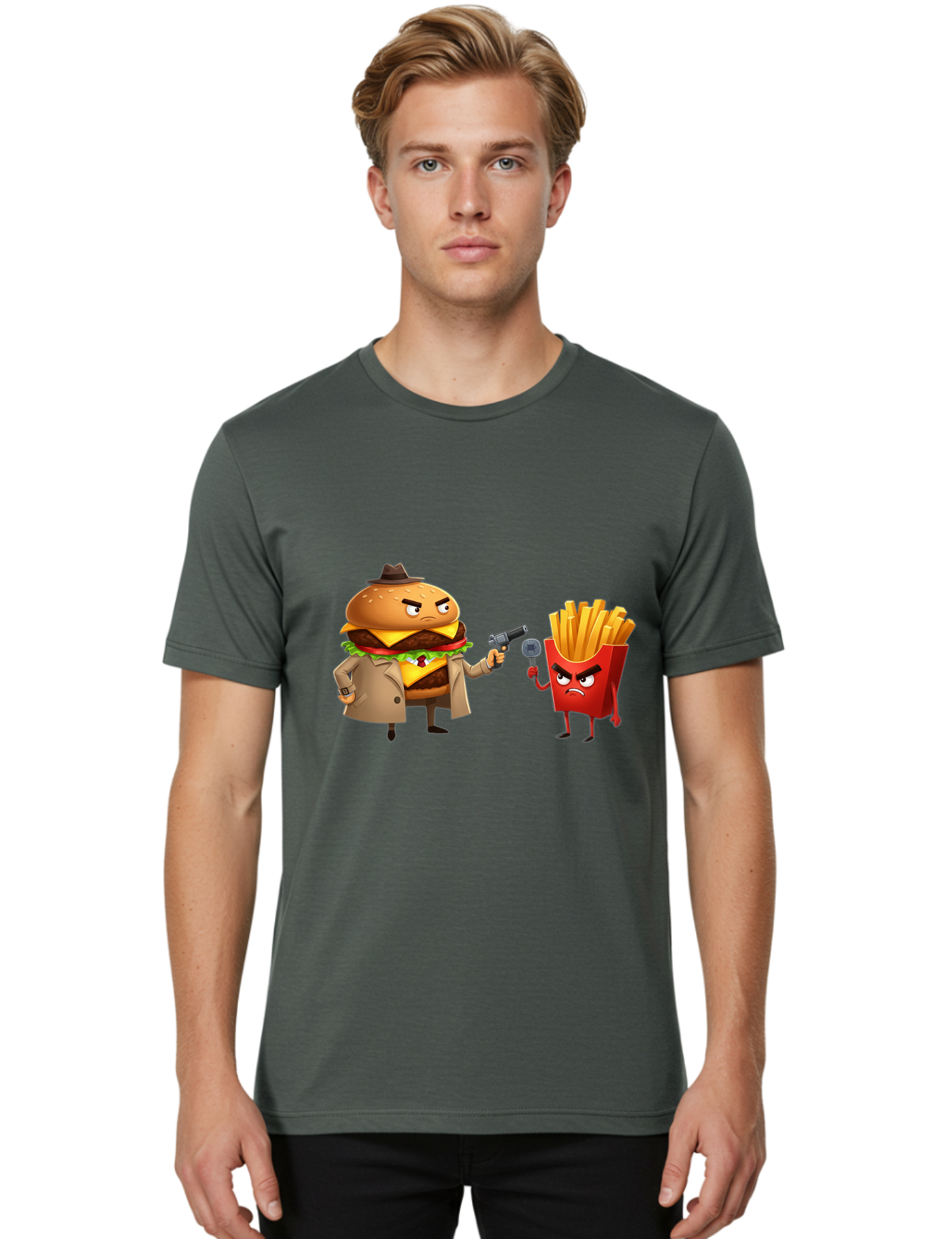 Burger-Vs-Fries Men'S Graphic Tee, 100% Cotton, Comfortable Casual Summer Wear, Machine Washable, Vintage Camera, Old Camera, Antique Camera, Black Camera, Classic Photography, Photography Equipment, Nostalgic Device, Film Camera, Camera Art Bal900