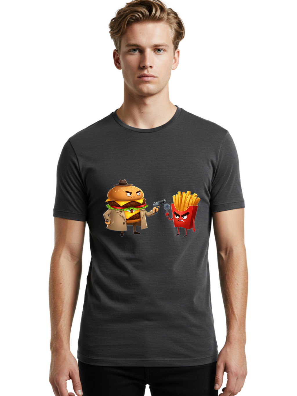 Burger-Vs-Fries Men'S Graphic Tee, 100% Cotton, Comfortable Casual Summer Wear, Machine Washable, Vintage Camera, Old Camera, Antique Camera, Black Camera, Classic Photography, Photography Equipment, Nostalgic Device, Film Camera, Camera Art Bal900