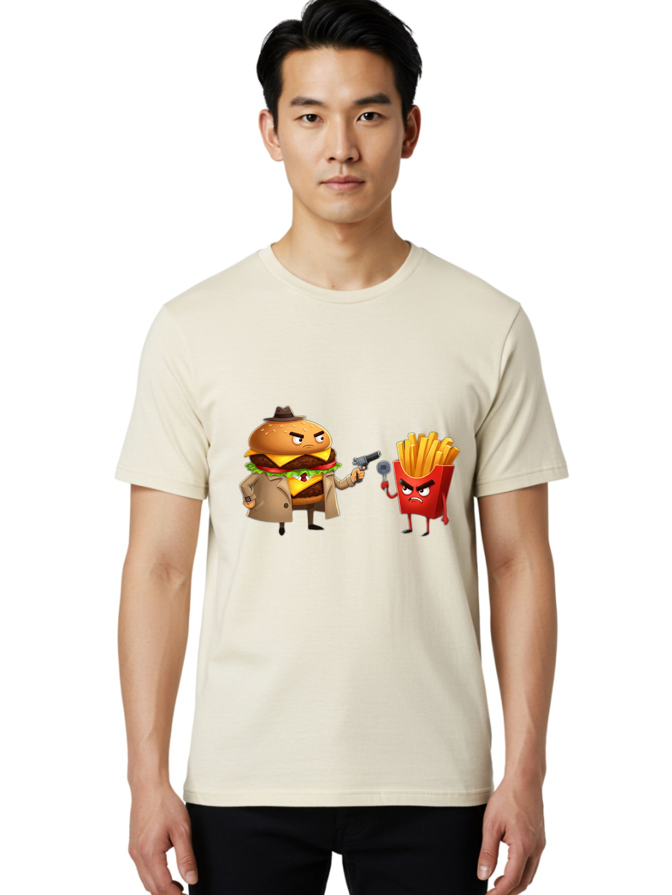 Burger-Vs-Fries Men'S Graphic Tee, 100% Cotton, Comfortable Casual Summer Wear, Machine Washable, Vintage Camera, Old Camera, Antique Camera, Black Camera, Classic Photography, Photography Equipment, Nostalgic Device, Film Camera, Camera Art Bal900
