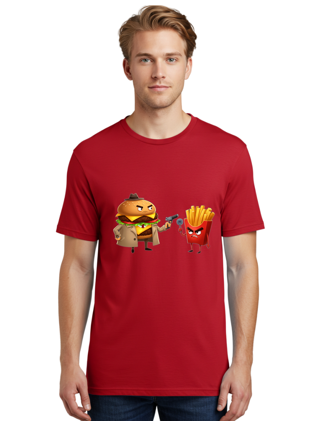 Burger-Vs-Fries Men'S Graphic Tee, 100% Cotton, Comfortable Casual Summer Wear, Machine Washable, Vintage Camera, Old Camera, Antique Camera, Black Camera, Classic Photography, Photography Equipment, Nostalgic Device, Film Camera, Camera Art Bal900