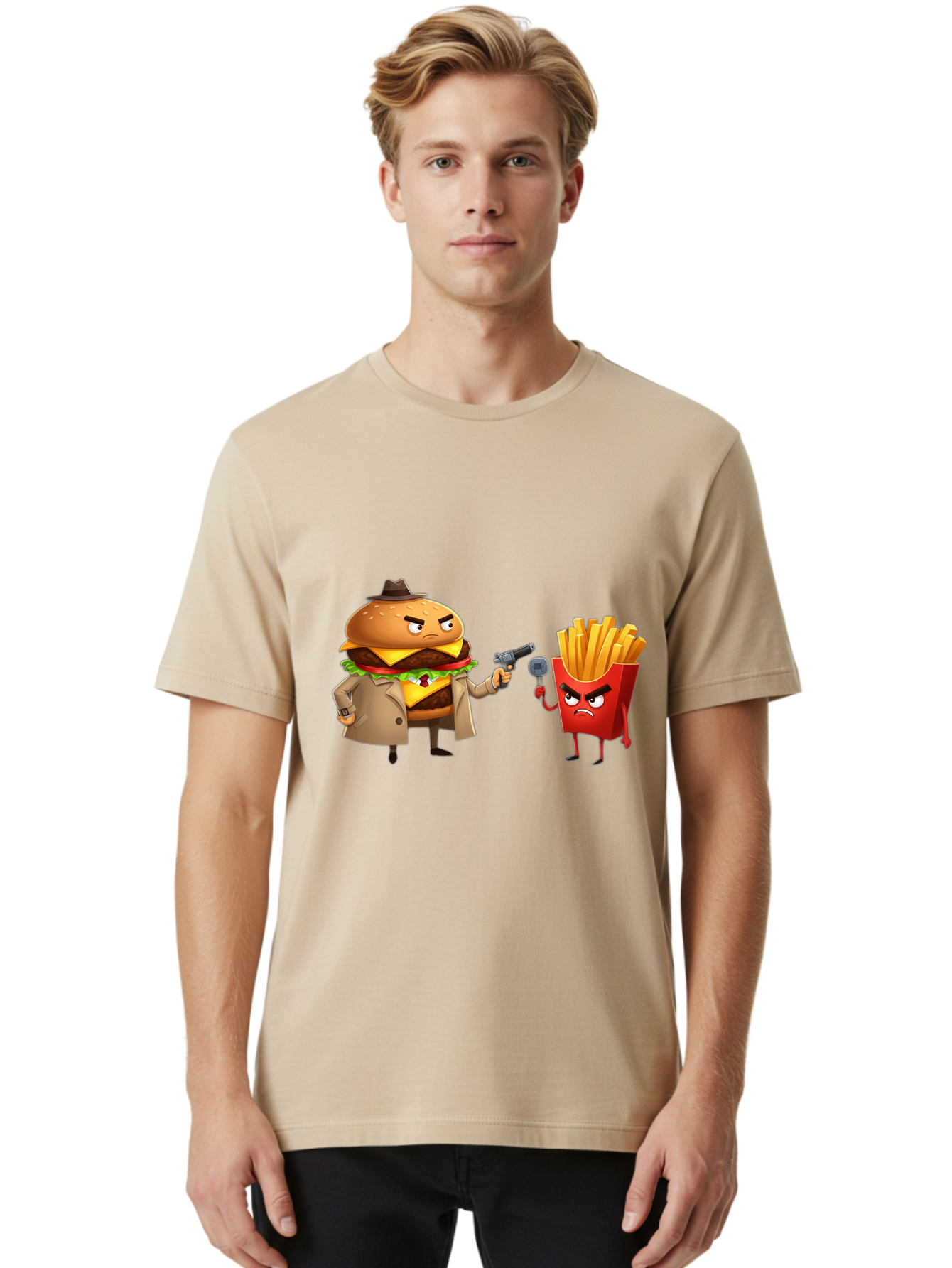 Burger-Vs-Fries Men'S Graphic Tee, 100% Cotton, Comfortable Casual Summer Wear, Machine Washable, Vintage Camera, Old Camera, Antique Camera, Black Camera, Classic Photography, Photography Equipment, Nostalgic Device, Film Camera, Camera Art Bal900