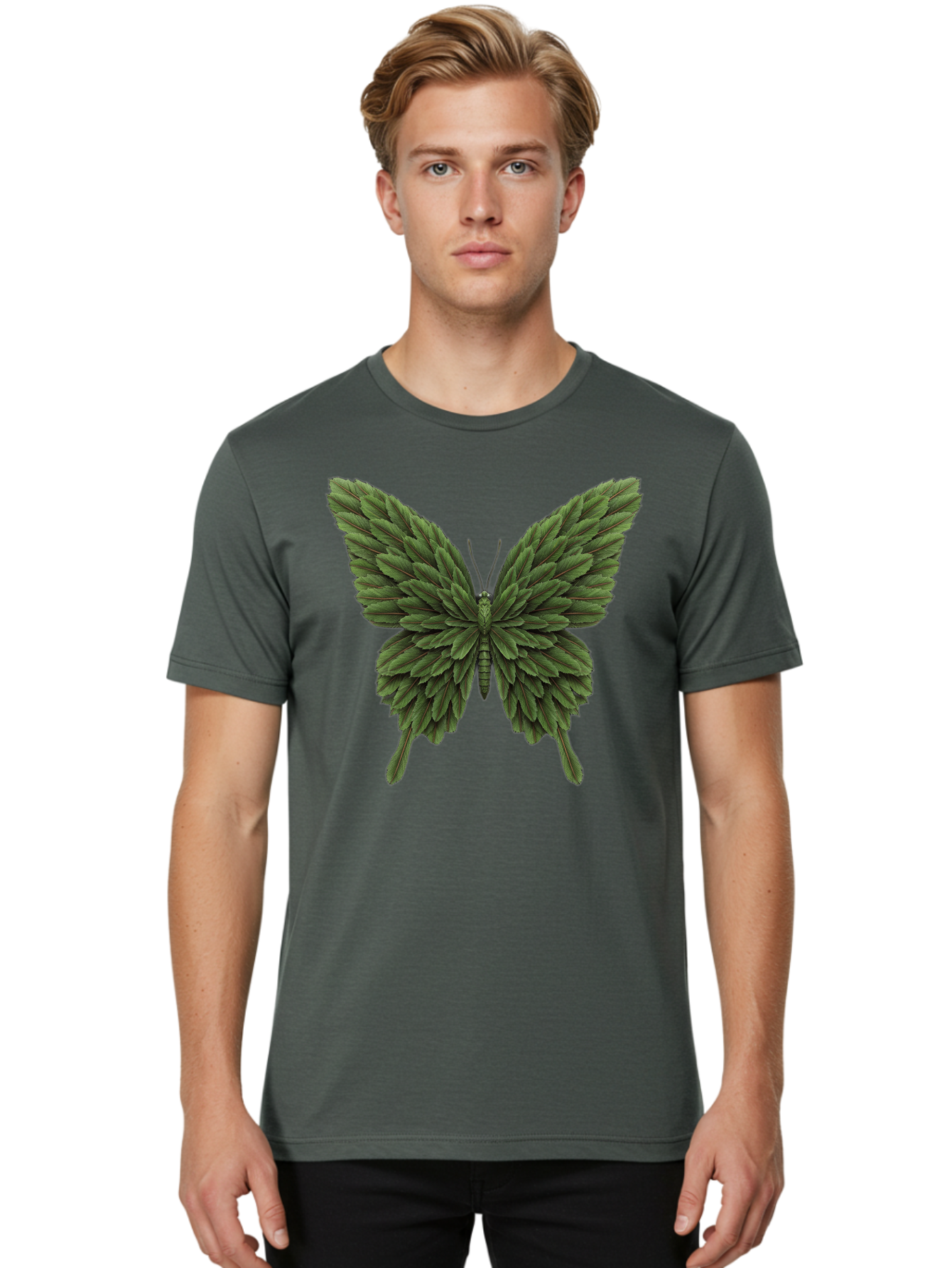 Butterfly-Made-Of-Leaves-1 Men'S Graphic Tee, 100% Cotton, Comfortable Casual Summer Wear, Machine Washable, Vintage Camera, Old Camera, Antique Camera, Black Camera, Classic Photography, Photography Equipment, Nostalgic Device, Film Camera, Bal912