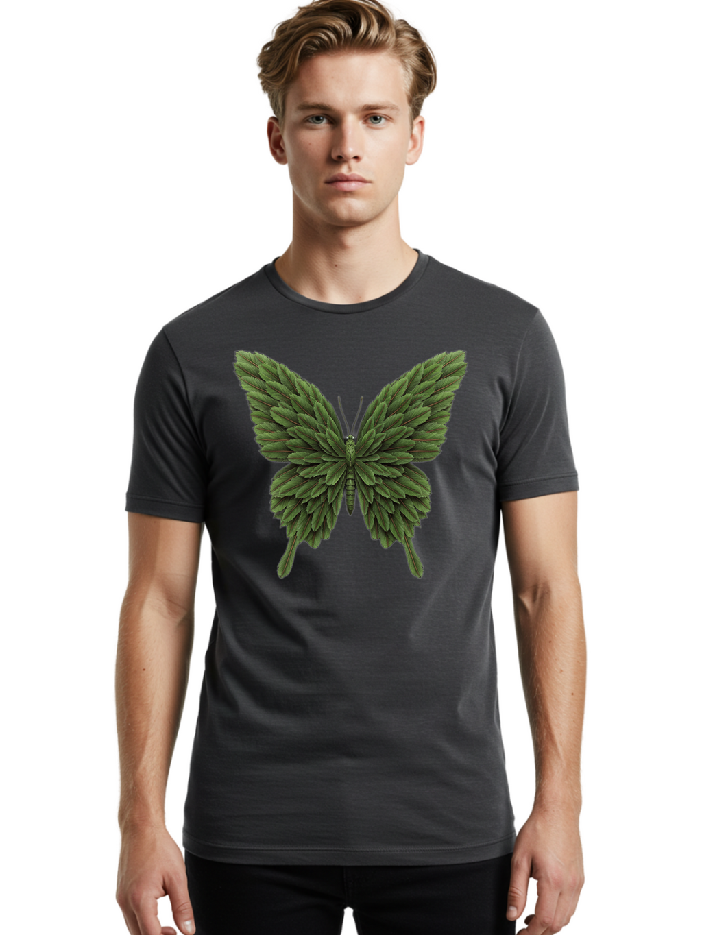 Butterfly-Made-Of-Leaves-1 Men'S Graphic Tee, 100% Cotton, Comfortable Casual Summer Wear, Machine Washable, Vintage Camera, Old Camera, Antique Camera, Black Camera, Classic Photography, Photography Equipment, Nostalgic Device, Film Camera, Bal912
