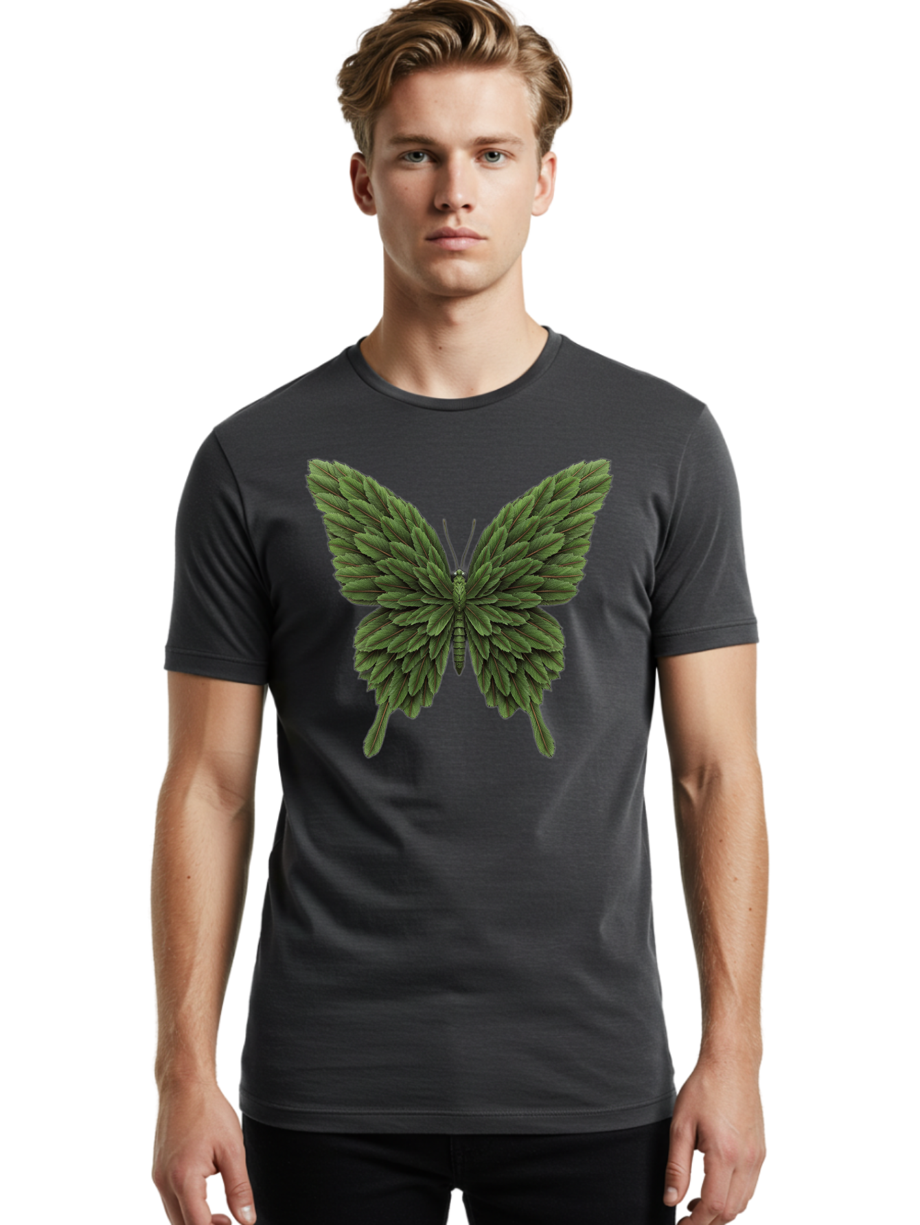 Butterfly-Made-Of-Leaves-1 Men'S Graphic Tee, 100% Cotton, Comfortable Casual Summer Wear, Machine Washable, Vintage Camera, Old Camera, Antique Camera, Black Camera, Classic Photography, Photography Equipment, Nostalgic Device, Film Camera, Bal912