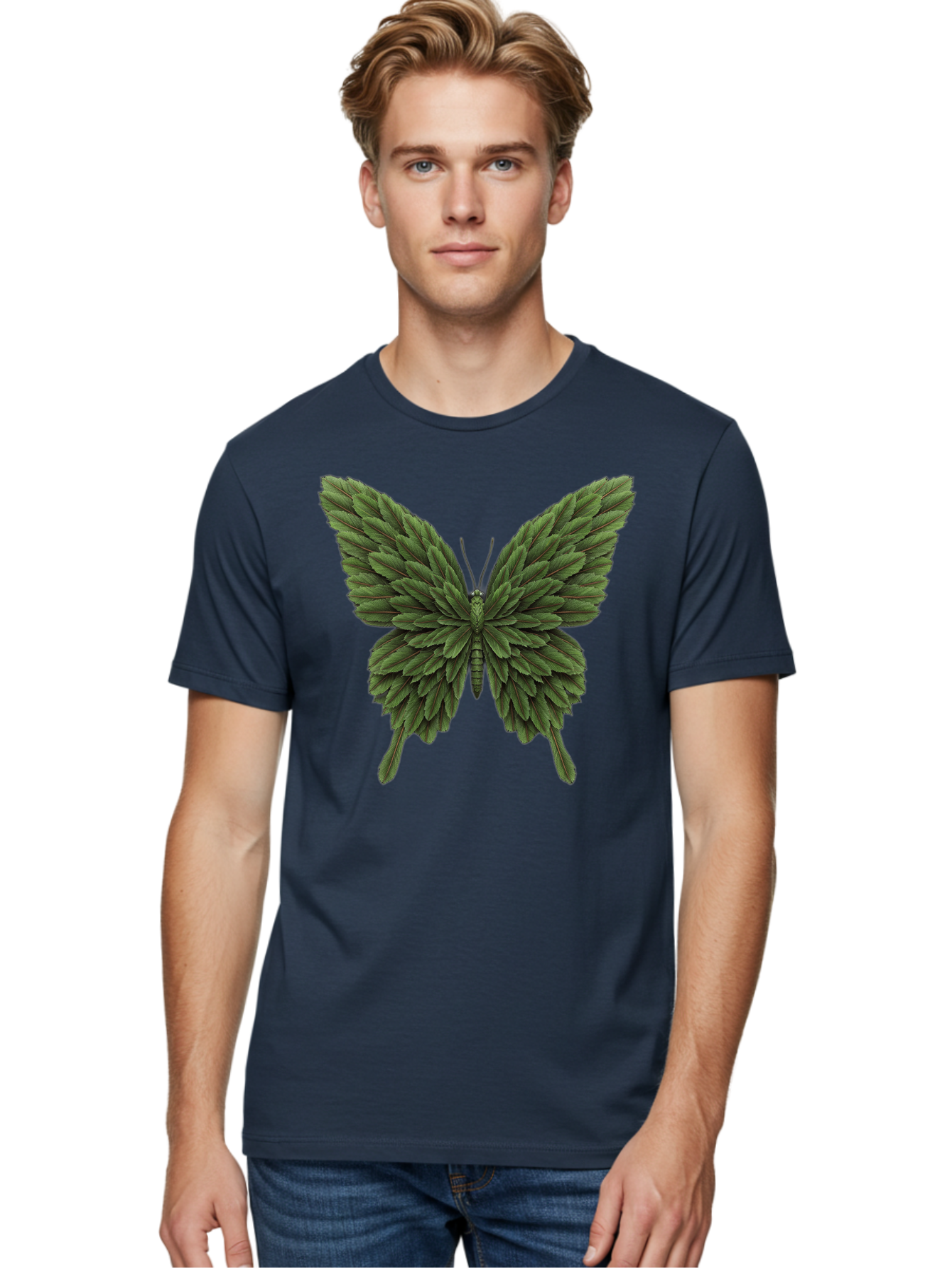 Butterfly-Made-Of-Leaves-1 Men'S Graphic Tee, 100% Cotton, Comfortable Casual Summer Wear, Machine Washable, Vintage Camera, Old Camera, Antique Camera, Black Camera, Classic Photography, Photography Equipment, Nostalgic Device, Film Camera, Bal912