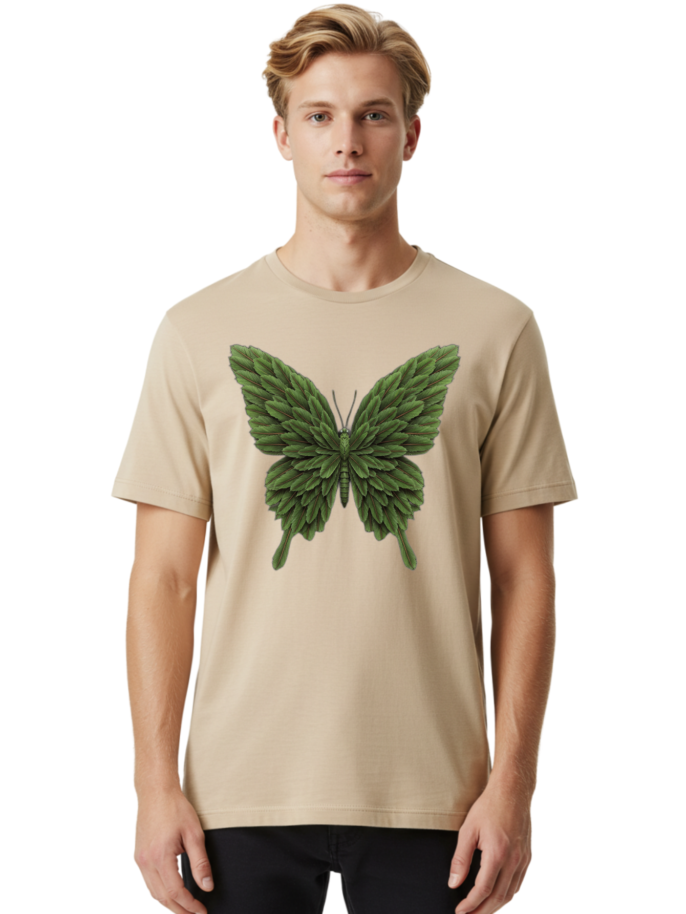 Butterfly-Made-Of-Leaves-1 Men'S Graphic Tee, 100% Cotton, Comfortable Casual Summer Wear, Machine Washable, Vintage Camera, Old Camera, Antique Camera, Black Camera, Classic Photography, Photography Equipment, Nostalgic Device, Film Camera, Bal912