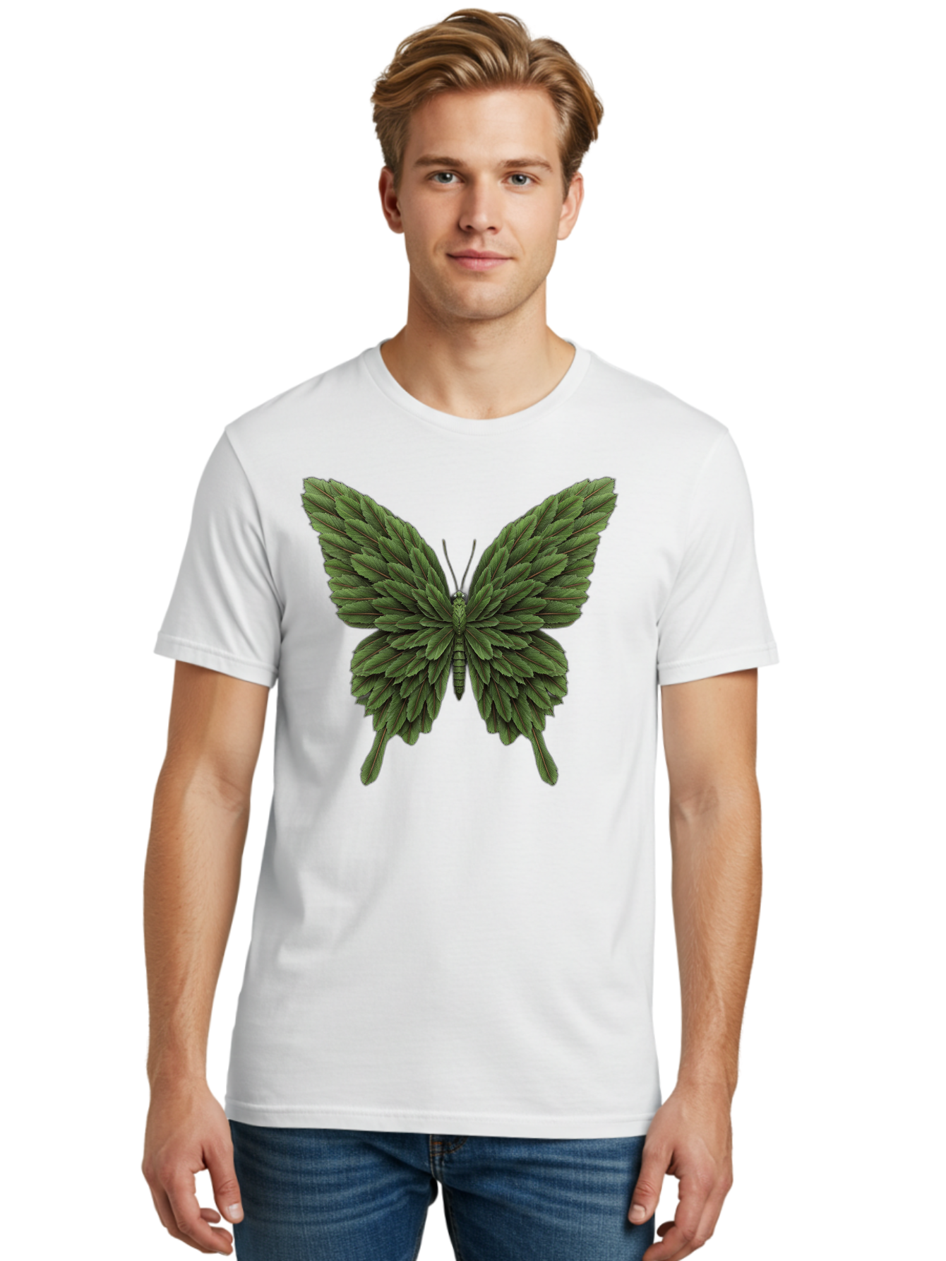 Butterfly-Made-Of-Leaves-1 Men'S Graphic Tee, 100% Cotton, Comfortable Casual Summer Wear, Machine Washable, Vintage Camera, Old Camera, Antique Camera, Black Camera, Classic Photography, Photography Equipment, Nostalgic Device, Film Camera, Bal912