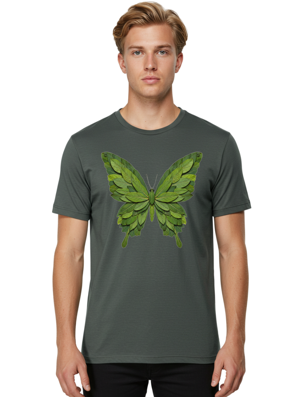 Butterfly-Made-Of-Leaves-2 Men'S Graphic Tee, 100% Cotton, Comfortable Casual Summer Wear, Machine Washable, Vintage Camera, Old Camera, Antique Camera, Black Camera, Classic Photography, Photography Equipment, Nostalgic Device, Film Camera, Bal913