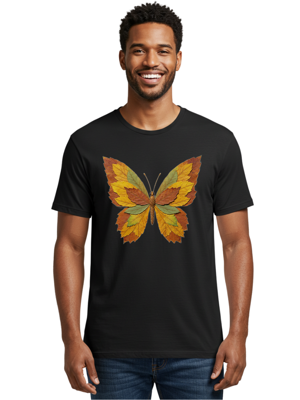 Butterfly-Made-Of-Leaves Men'S Graphic Tee, 100% Cotton, Comfortable Casual Summer Wear, Machine Washable, Vintage Camera, Old Camera, Antique Camera, Black Camera, Classic Photography, Photography Equipment, Nostalgic Device, Film Camera, Bal914