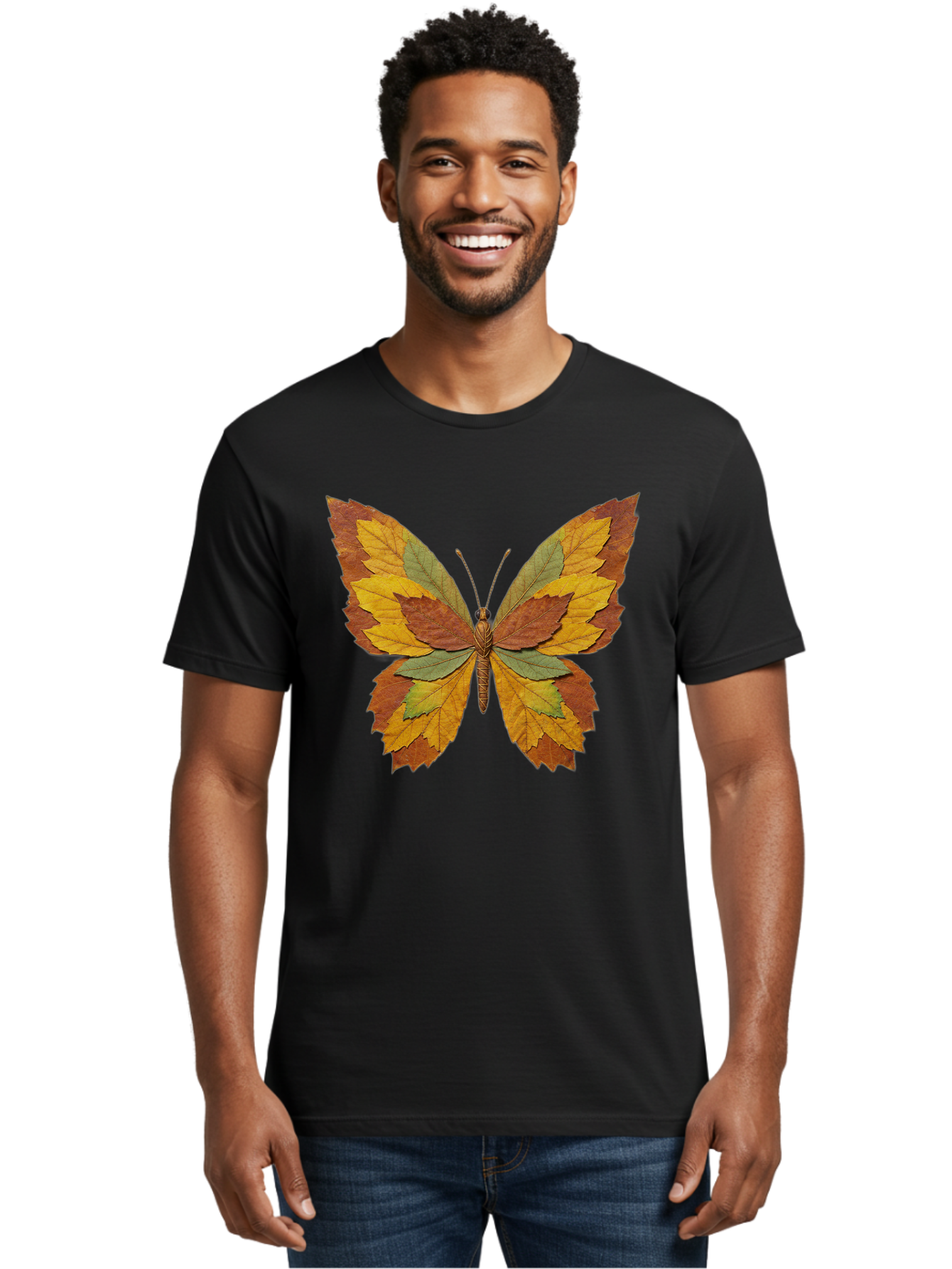 Butterfly-Made-Of-Leaves Men'S Graphic Tee, 100% Cotton, Comfortable Casual Summer Wear, Machine Washable, Vintage Camera, Old Camera, Antique Camera, Black Camera, Classic Photography, Photography Equipment, Nostalgic Device, Film Camera, Bal914