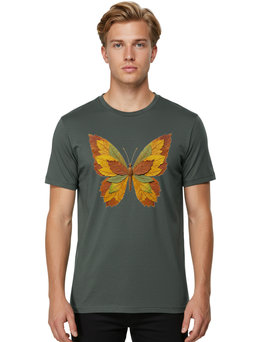 Butterfly-Made-Of-Leaves Men'S Graphic Tee, 100% Cotton, Comfortable Casual Summer Wear, Machine Washable, Vintage Camera, Old Camera, Antique Camera, Black Camera, Classic Photography, Photography Equipment, Nostalgic Device, Film Camera, Bal914