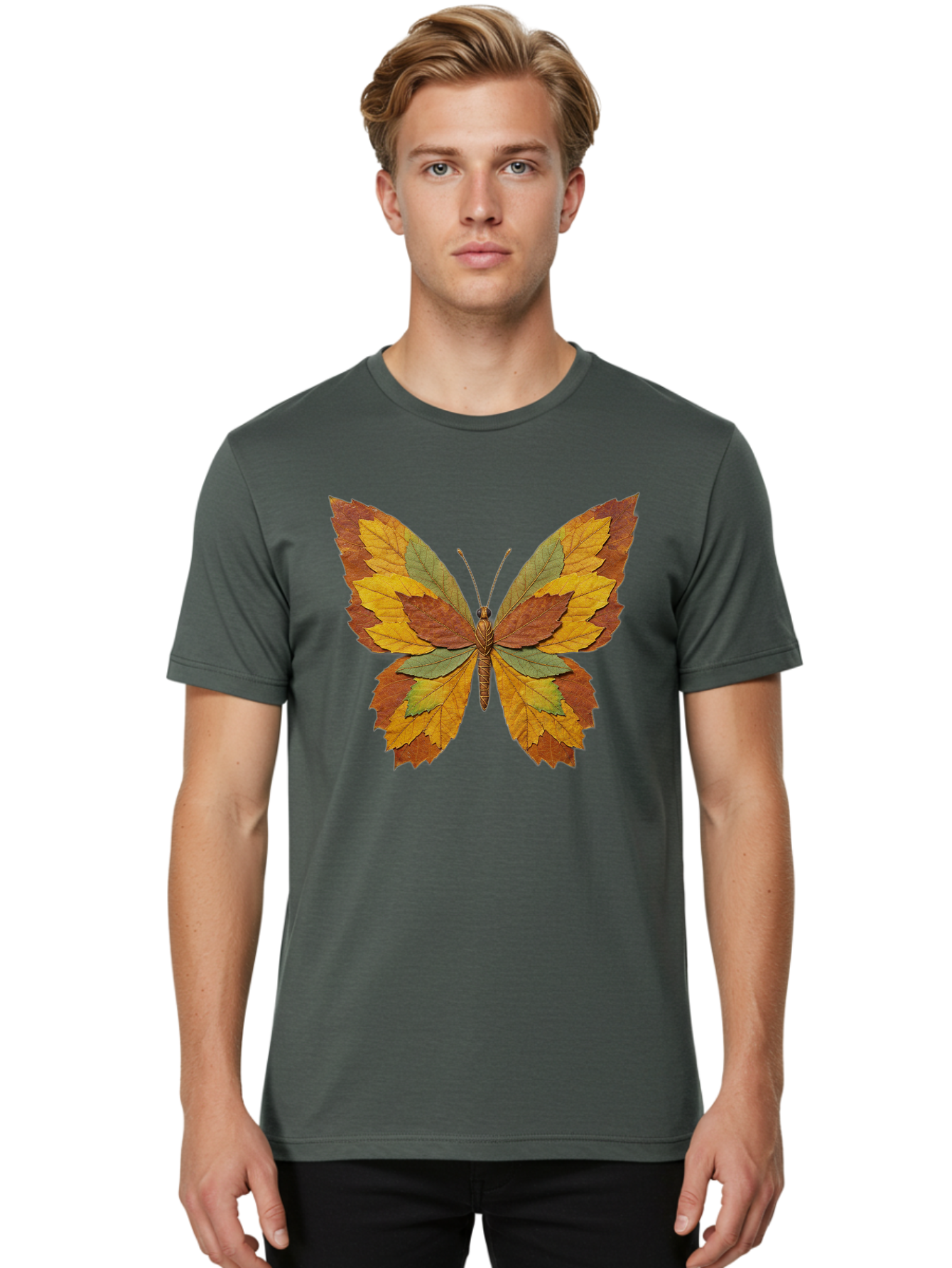 Butterfly-Made-Of-Leaves Men'S Graphic Tee, 100% Cotton, Comfortable Casual Summer Wear, Machine Washable, Vintage Camera, Old Camera, Antique Camera, Black Camera, Classic Photography, Photography Equipment, Nostalgic Device, Film Camera, Bal914