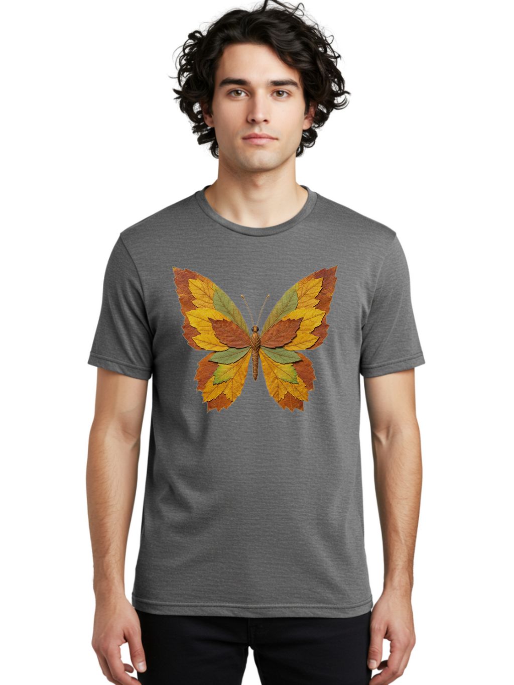 Butterfly-Made-Of-Leaves Men'S Graphic Tee, 100% Cotton, Comfortable Casual Summer Wear, Machine Washable, Vintage Camera, Old Camera, Antique Camera, Black Camera, Classic Photography, Photography Equipment, Nostalgic Device, Film Camera, Bal914
