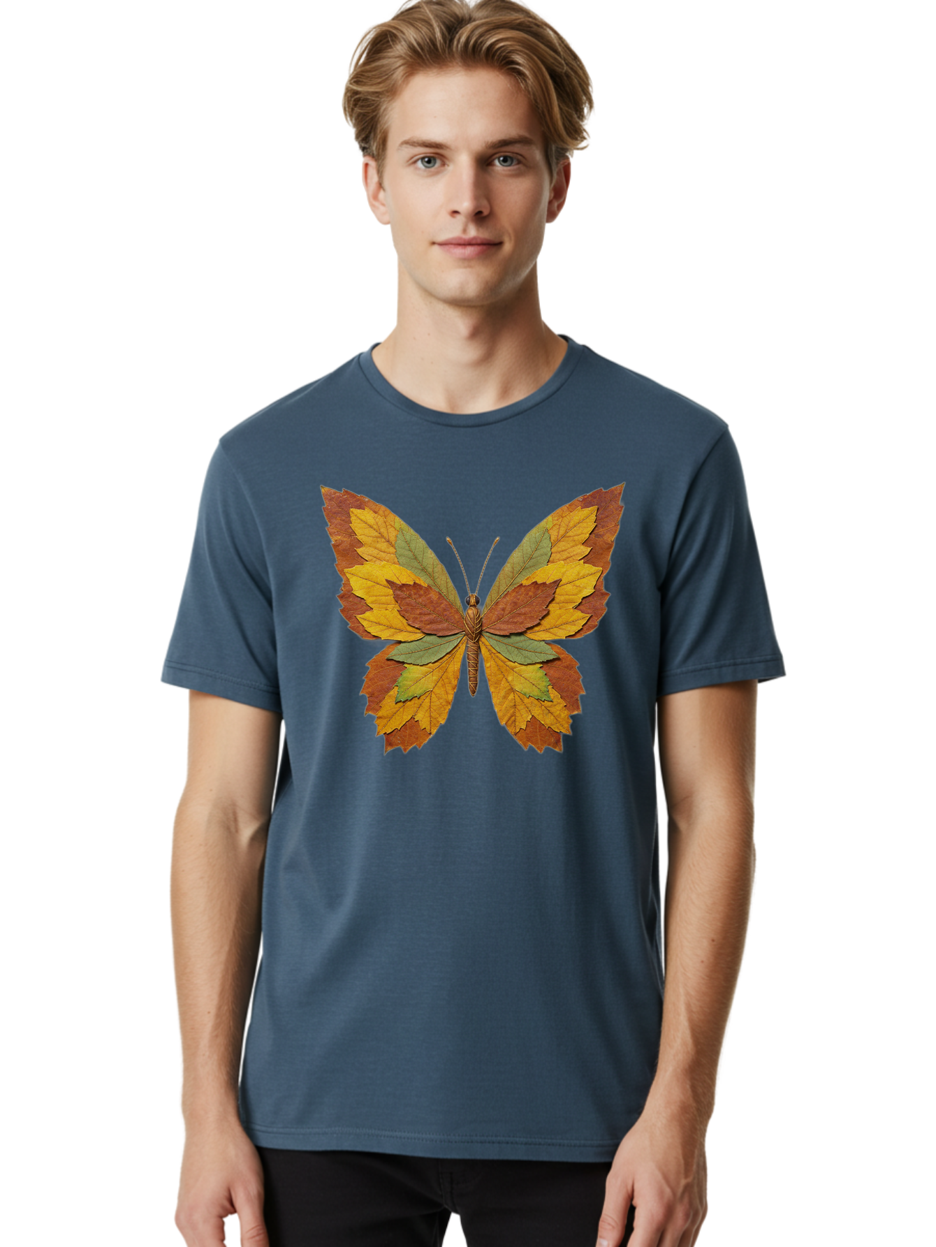 Butterfly-Made-Of-Leaves Men'S Graphic Tee, 100% Cotton, Comfortable Casual Summer Wear, Machine Washable, Vintage Camera, Old Camera, Antique Camera, Black Camera, Classic Photography, Photography Equipment, Nostalgic Device, Film Camera, Bal914