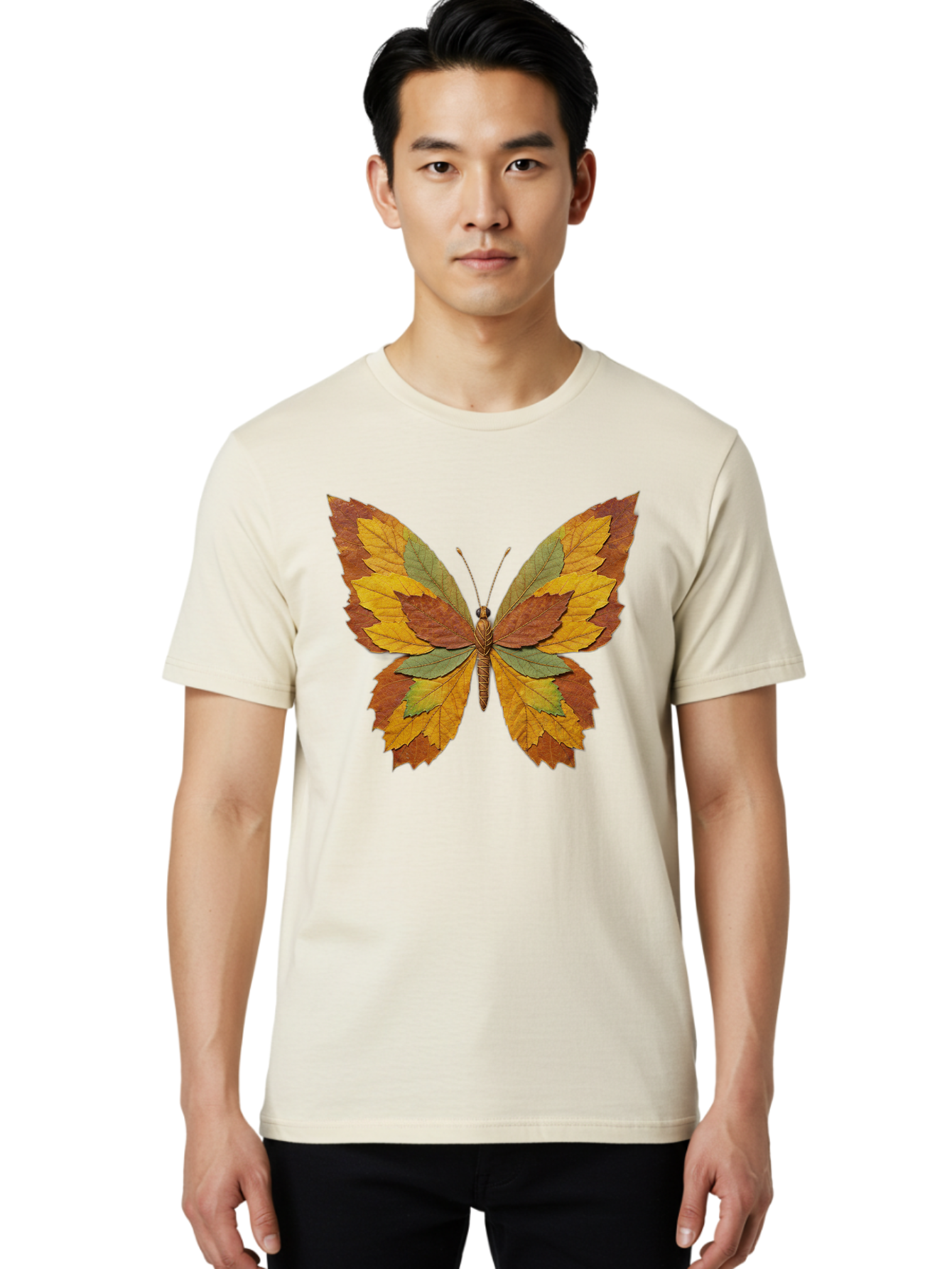 Butterfly-Made-Of-Leaves Men'S Graphic Tee, 100% Cotton, Comfortable Casual Summer Wear, Machine Washable, Vintage Camera, Old Camera, Antique Camera, Black Camera, Classic Photography, Photography Equipment, Nostalgic Device, Film Camera, Bal914