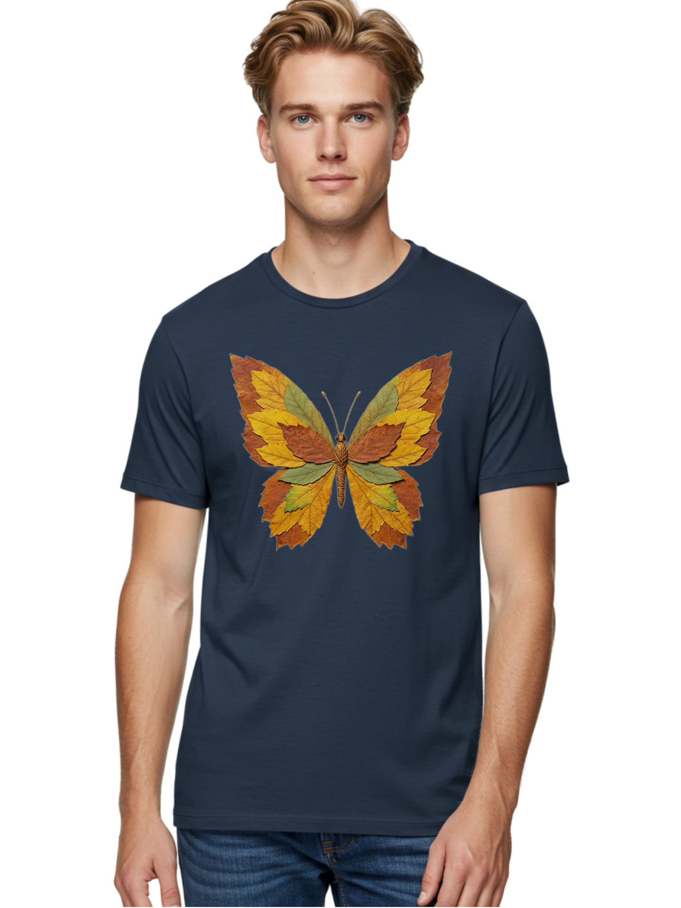 Butterfly-Made-Of-Leaves Men'S Graphic Tee, 100% Cotton, Comfortable Casual Summer Wear, Machine Washable, Vintage Camera, Old Camera, Antique Camera, Black Camera, Classic Photography, Photography Equipment, Nostalgic Device, Film Camera, Bal914