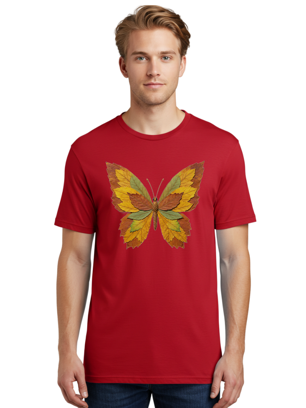 Butterfly-Made-Of-Leaves Men'S Graphic Tee, 100% Cotton, Comfortable Casual Summer Wear, Machine Washable, Vintage Camera, Old Camera, Antique Camera, Black Camera, Classic Photography, Photography Equipment, Nostalgic Device, Film Camera, Bal914