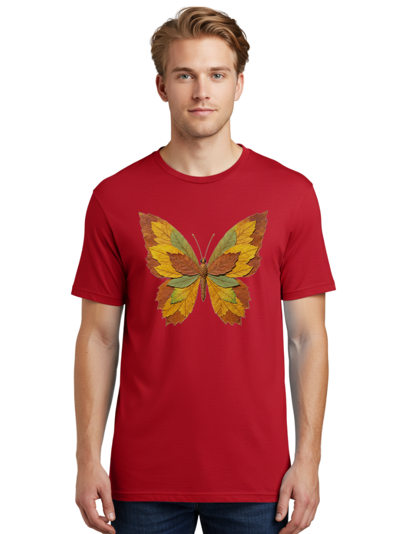 Butterfly-Made-Of-Leaves Men'S Graphic Tee, 100% Cotton, Comfortable Casual Summer Wear, Machine Washable, Vintage Camera, Old Camera, Antique Camera, Black Camera, Classic Photography, Photography Equipment, Nostalgic Device, Film Camera, Bal914
