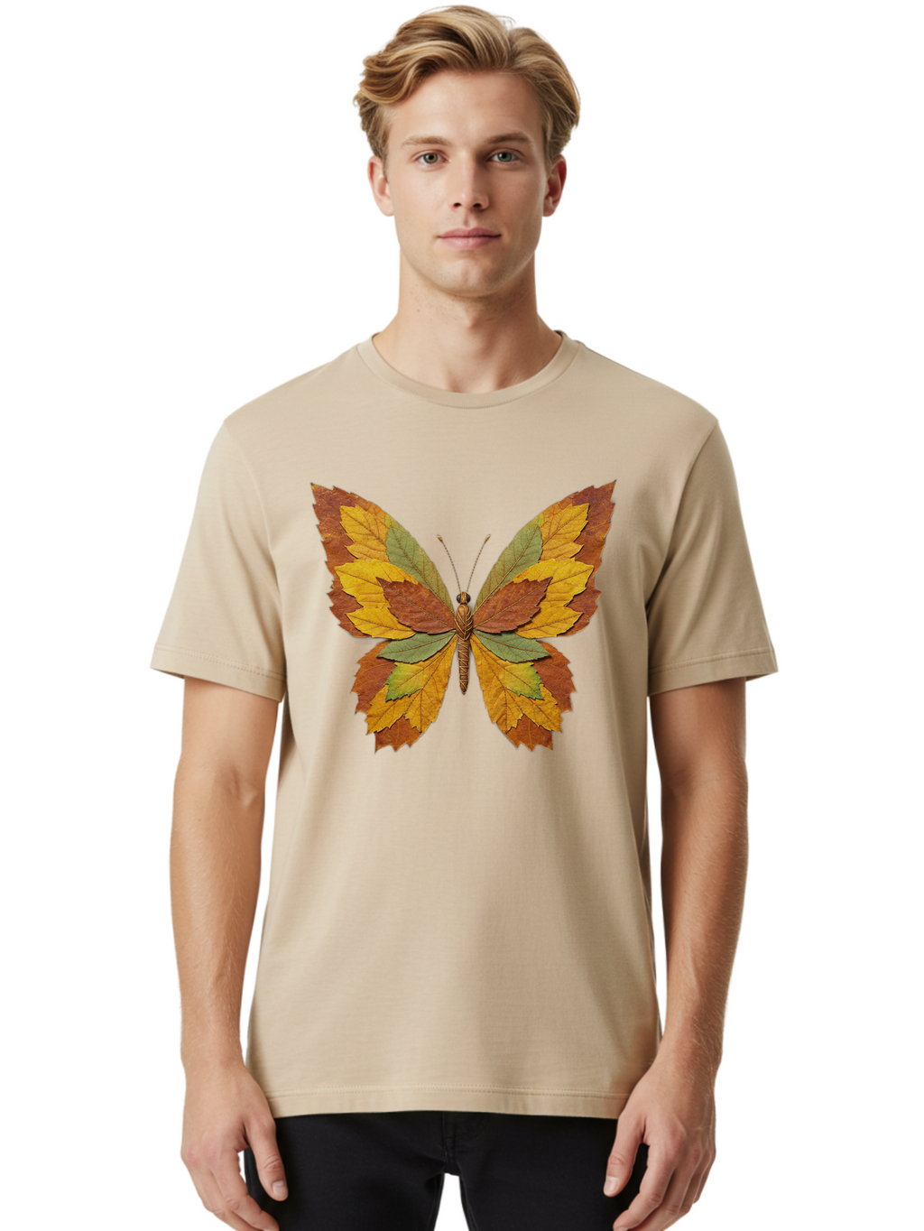 Butterfly-Made-Of-Leaves Men'S Graphic Tee, 100% Cotton, Comfortable Casual Summer Wear, Machine Washable, Vintage Camera, Old Camera, Antique Camera, Black Camera, Classic Photography, Photography Equipment, Nostalgic Device, Film Camera, Bal914