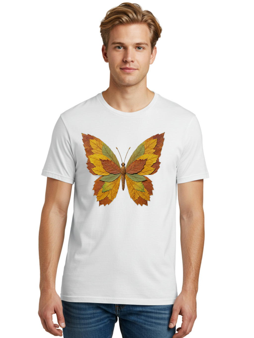 Butterfly-Made-Of-Leaves Men'S Graphic Tee, 100% Cotton, Comfortable Casual Summer Wear, Machine Washable, Vintage Camera, Old Camera, Antique Camera, Black Camera, Classic Photography, Photography Equipment, Nostalgic Device, Film Camera, Bal914