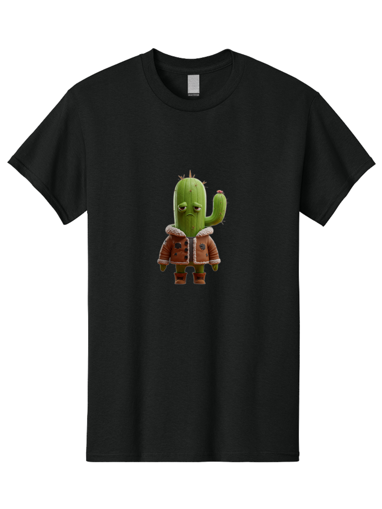 Cactus-In-Aviator-Jacket Men'S Graphic Tee, 100% Cotton, Comfortable Casual Summer Wear, Machine Washable, Vintage Camera, Old Camera, Antique Camera, Black Camera, Classic Photography, Photography Equipment, Nostalgic Device, Film Camera, Bal920