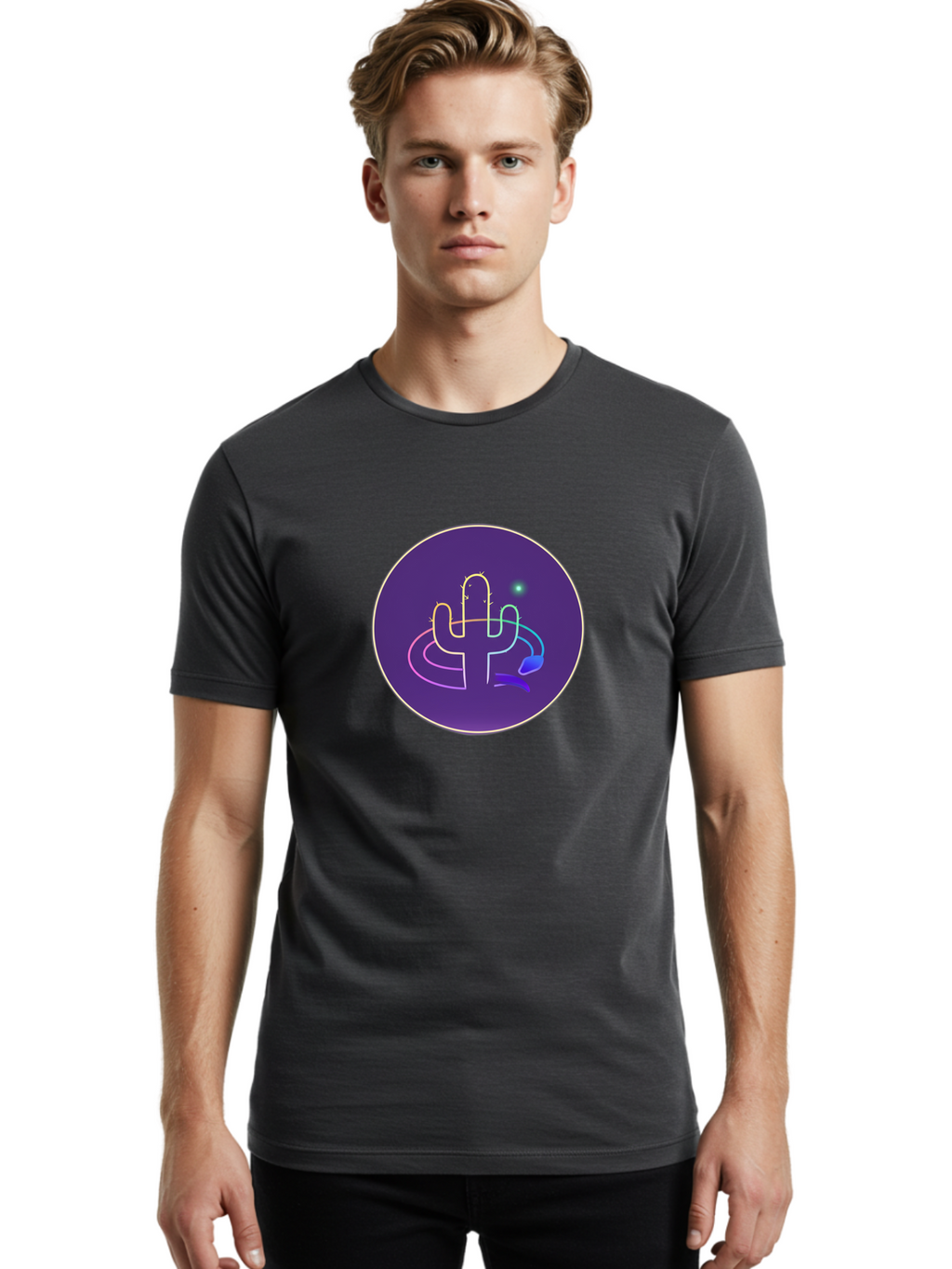 Cactus-Logo Men'S Graphic Tee, 100% Cotton, Comfortable Casual Summer Wear, Machine Washable, Vintage Camera, Old Camera, Antique Camera, Black Camera, Classic Photography, Photography Equipment, Nostalgic Device, Film Camera, Camera Art Bal924