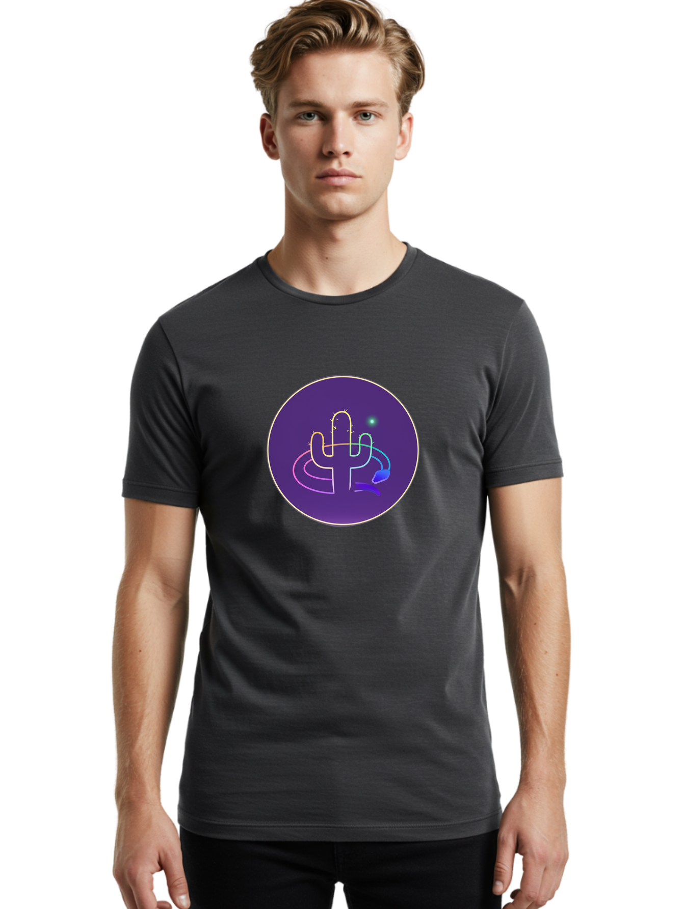 Cactus-Logo Men'S Graphic Tee, 100% Cotton, Comfortable Casual Summer Wear, Machine Washable, Vintage Camera, Old Camera, Antique Camera, Black Camera, Classic Photography, Photography Equipment, Nostalgic Device, Film Camera, Camera Art Bal924