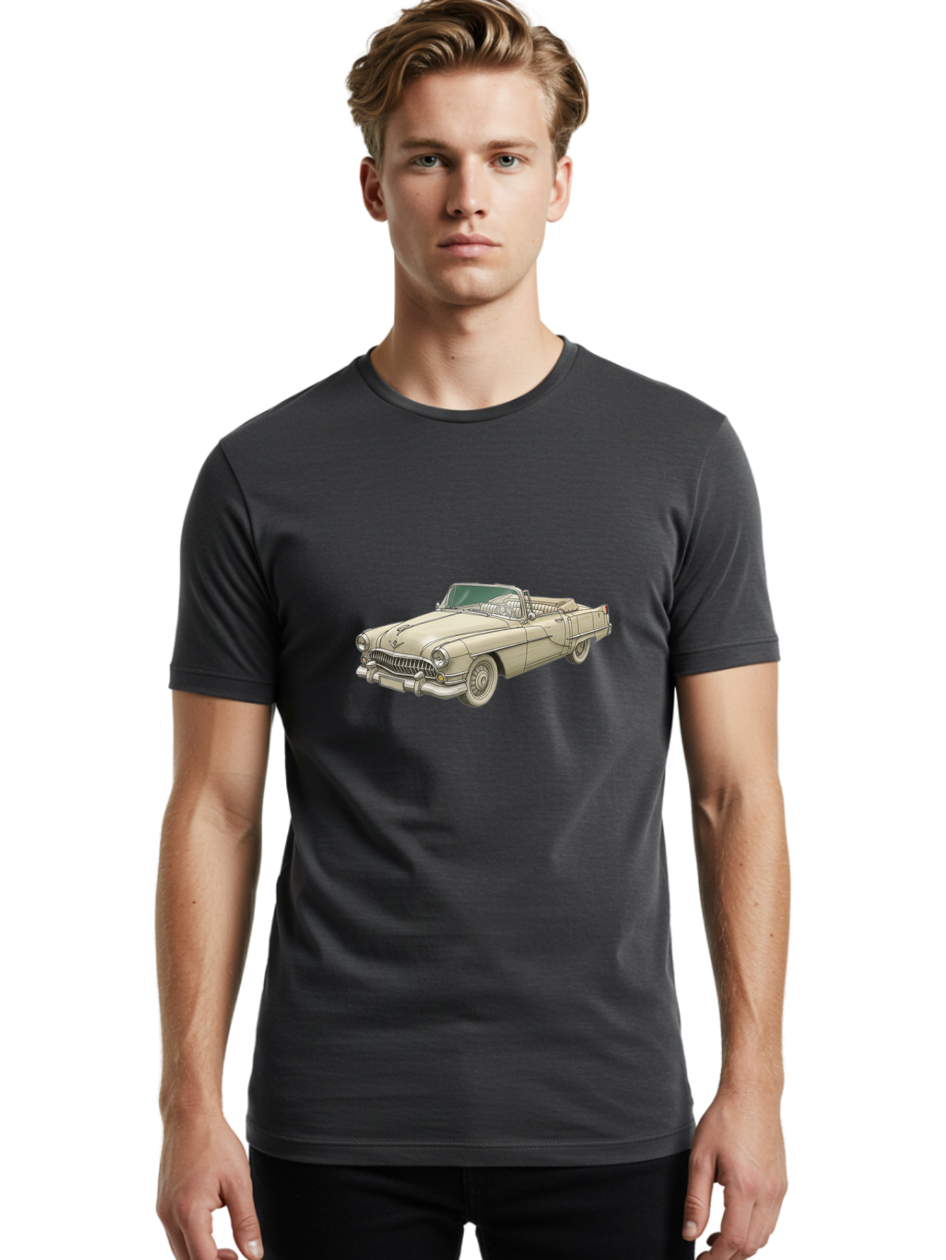 Cadillac-Convertible Men'S Graphic Tee, 100% Cotton, Comfortable Casual Summer Wear, Machine Washable, Vintage Camera, Old Camera, Antique Camera, Black Camera, Classic Photography, Photography Equipment, Nostalgic Device, Film Camera, Bal927