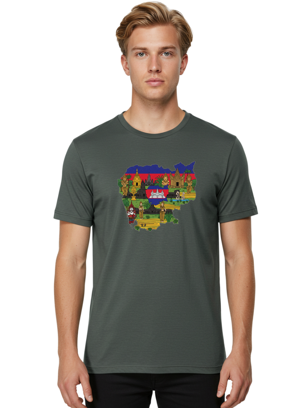 Cambodia-Cultural-Heritage Men'S Graphic Tee, 100% Cotton, Comfortable Casual Summer Wear, Machine Washable, Vintage Camera, Old Camera, Antique Camera, Black Camera, Classic Photography, Photography Equipment, Nostalgic Device, Film Camera, Bal930