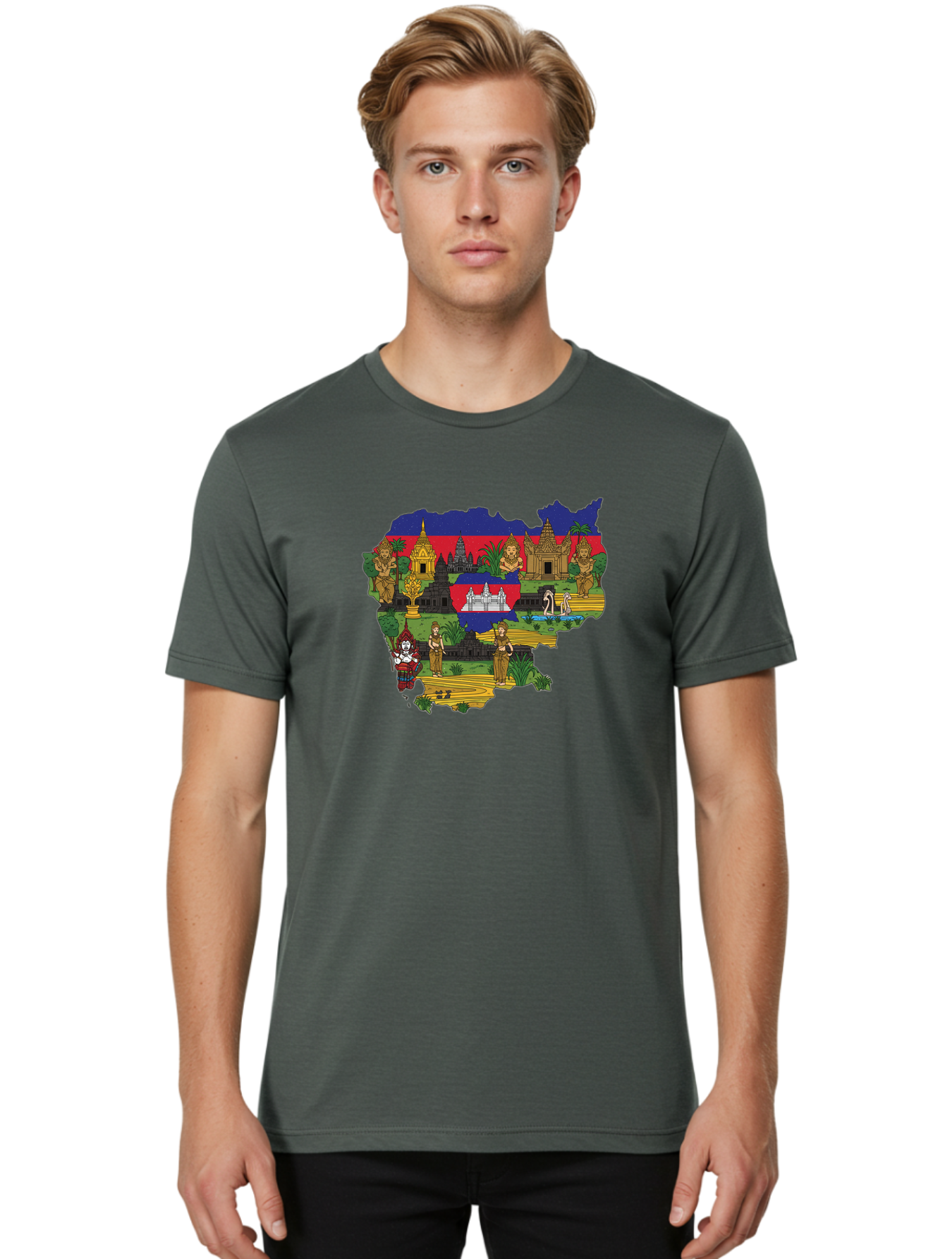 Cambodia-Cultural-Heritage Men'S Graphic Tee, 100% Cotton, Comfortable Casual Summer Wear, Machine Washable, Vintage Camera, Old Camera, Antique Camera, Black Camera, Classic Photography, Photography Equipment, Nostalgic Device, Film Camera, Bal930