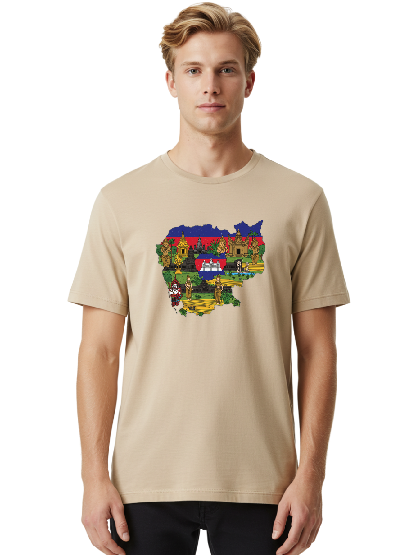 Cambodia-Cultural-Heritage Men'S Graphic Tee, 100% Cotton, Comfortable Casual Summer Wear, Machine Washable, Vintage Camera, Old Camera, Antique Camera, Black Camera, Classic Photography, Photography Equipment, Nostalgic Device, Film Camera, Bal930