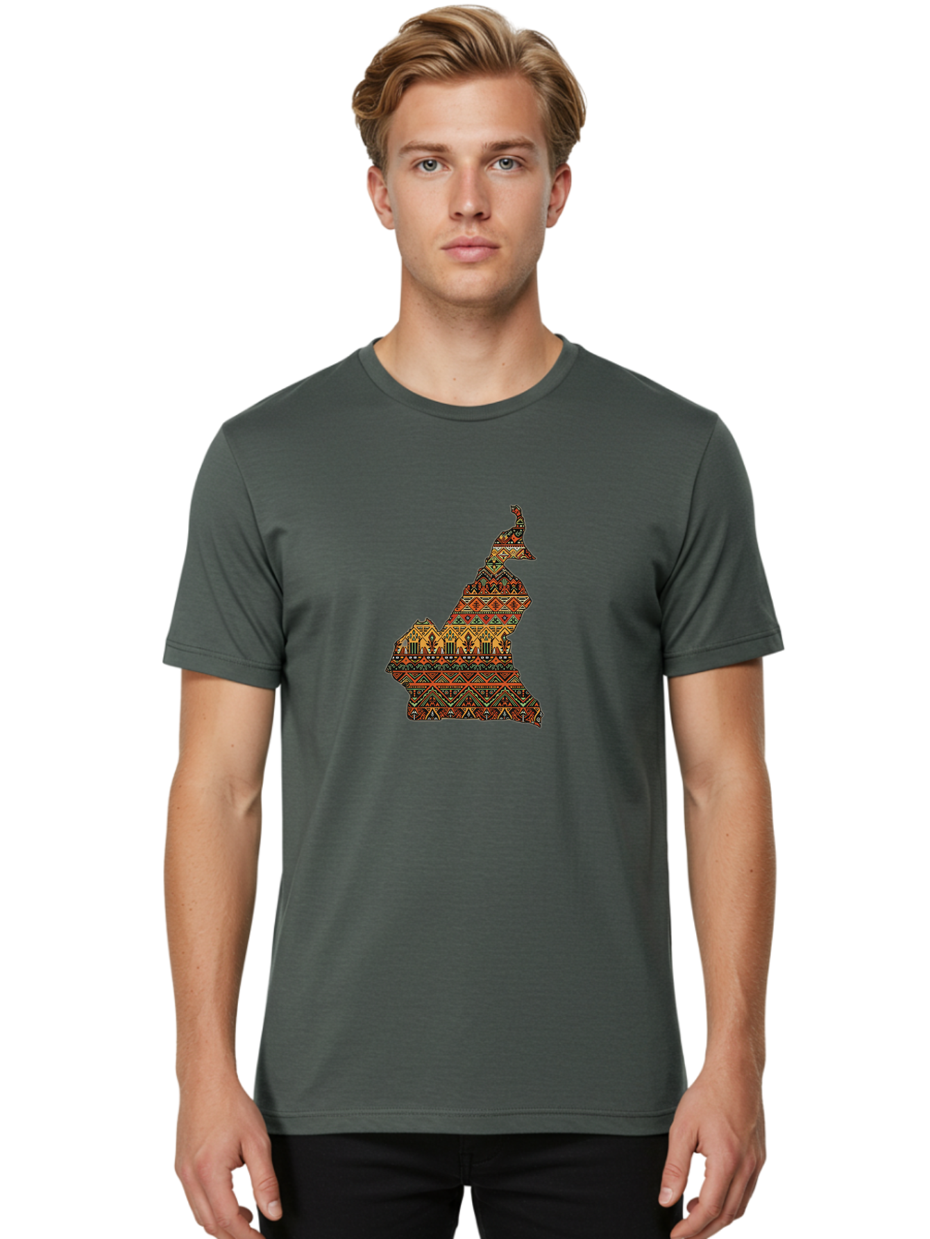 Cameroon-Map-Pattern Men'S Graphic Tee, 100% Cotton, Comfortable Casual Summer Wear, Machine Washable, Vintage Camera, Old Camera, Antique Camera, Black Camera, Classic Photography, Photography Equipment, Nostalgic Device, Film Camera, Bal931