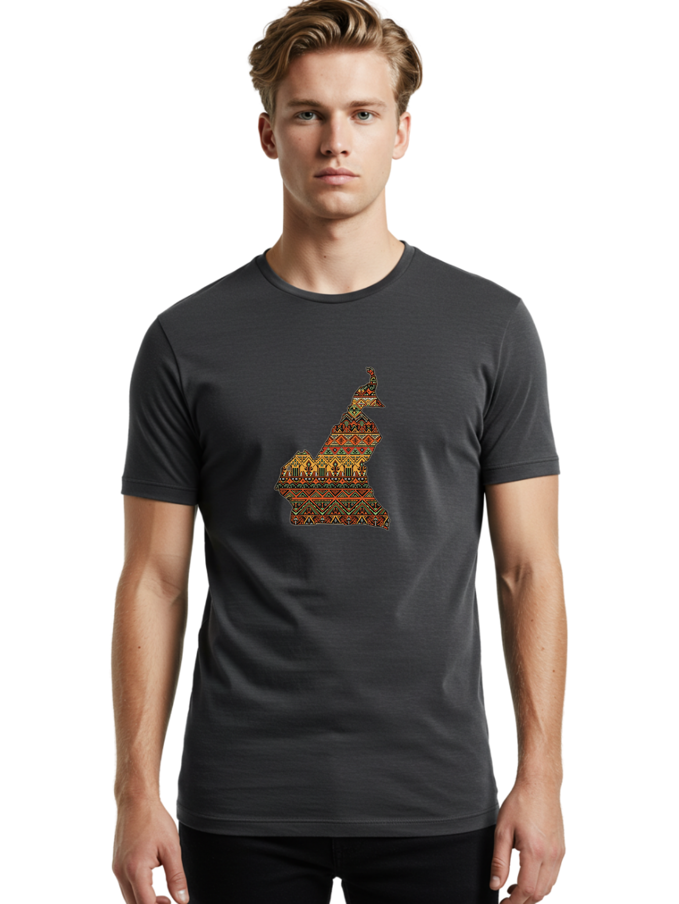 Cameroon-Map-Pattern Men'S Graphic Tee, 100% Cotton, Comfortable Casual Summer Wear, Machine Washable, Vintage Camera, Old Camera, Antique Camera, Black Camera, Classic Photography, Photography Equipment, Nostalgic Device, Film Camera, Bal931