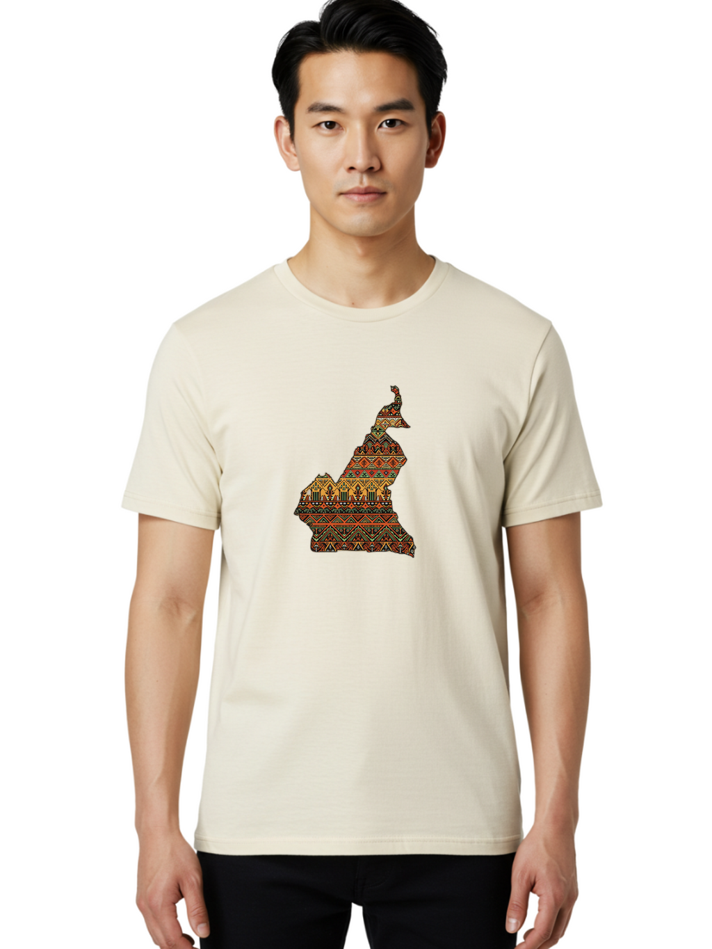 Cameroon-Map-Pattern Men'S Graphic Tee, 100% Cotton, Comfortable Casual Summer Wear, Machine Washable, Vintage Camera, Old Camera, Antique Camera, Black Camera, Classic Photography, Photography Equipment, Nostalgic Device, Film Camera, Bal931