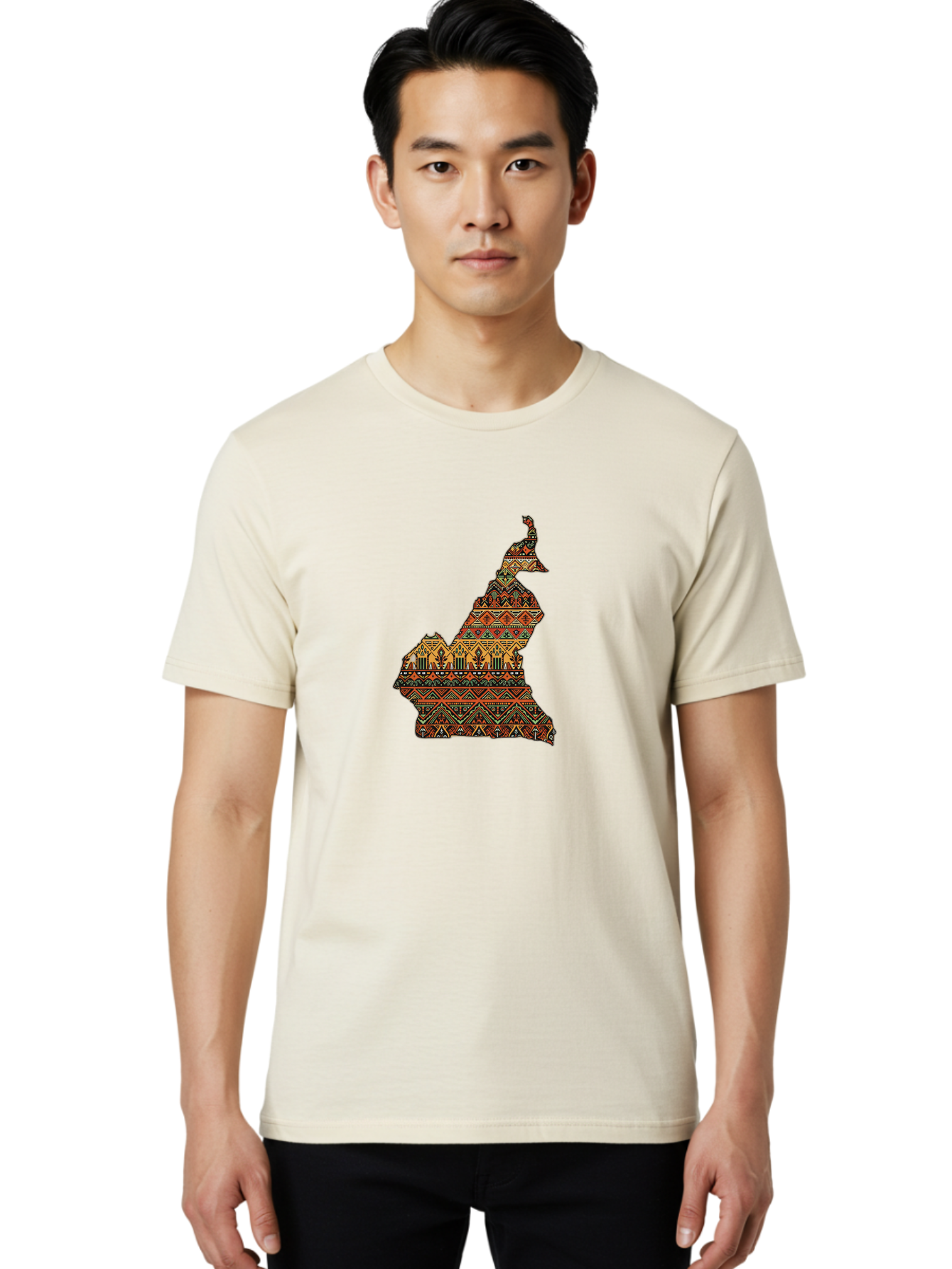 Cameroon-Map-Pattern Men'S Graphic Tee, 100% Cotton, Comfortable Casual Summer Wear, Machine Washable, Vintage Camera, Old Camera, Antique Camera, Black Camera, Classic Photography, Photography Equipment, Nostalgic Device, Film Camera, Bal931