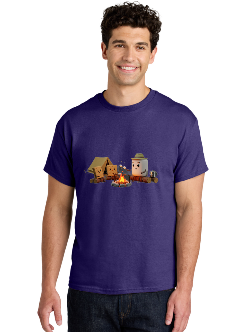 Camping-S-Mores Men'S Graphic Tee, 100% Cotton, Comfortable Casual Summer Wear, Machine Washable, Vintage Camera, Old Camera, Antique Camera, Black Camera, Classic Photography, Photography Equipment, Nostalgic Device, Film Camera, Camera Art Bal933