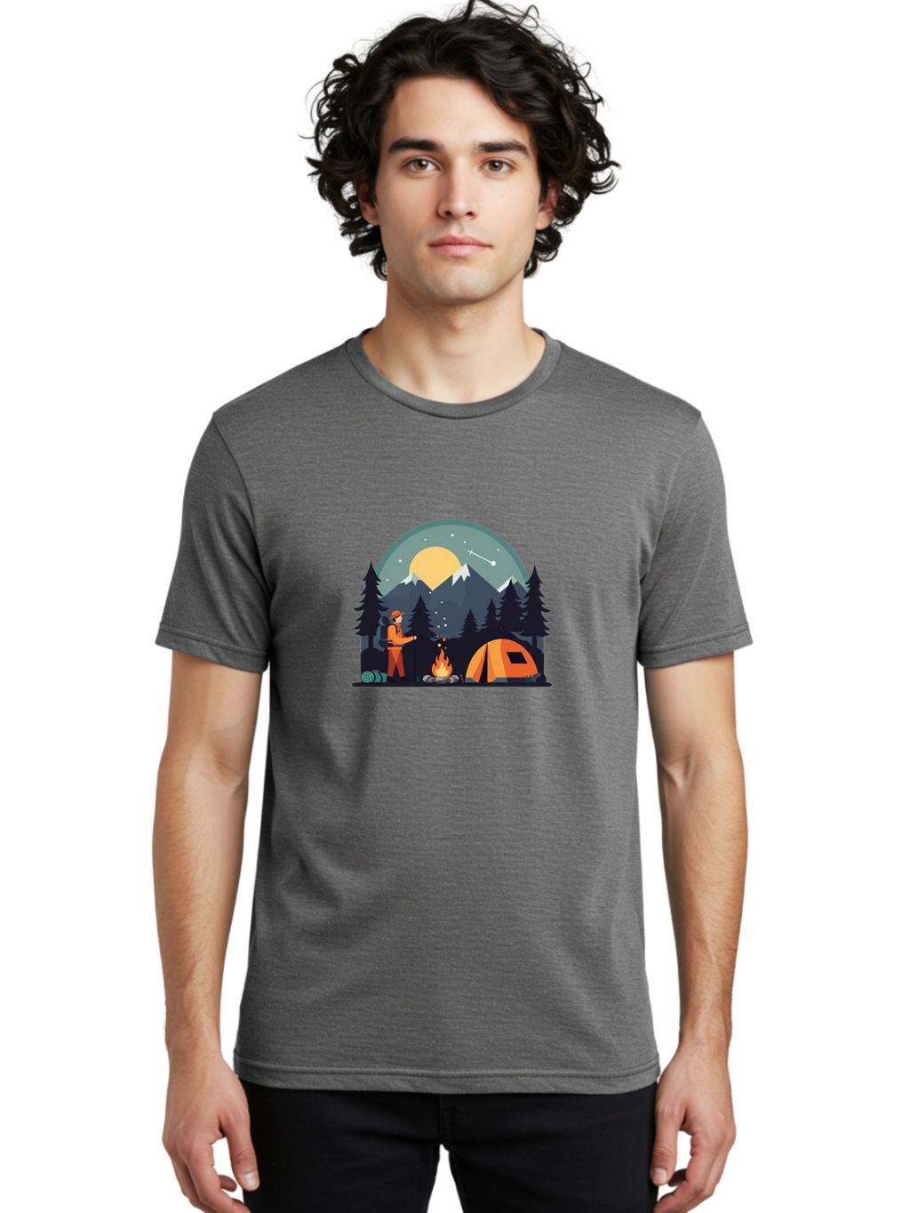 Camping-Under-The-Stars Men'S Graphic Tee, 100% Cotton, Comfortable Casual Summer Wear, Machine Washable, Vintage Camera, Old Camera, Antique Camera, Black Camera, Classic Photography, Photography Equipment, Nostalgic Device, Film Camera, Bal934