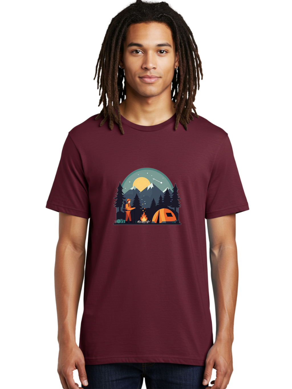Camping-Under-The-Stars Men'S Graphic Tee, 100% Cotton, Comfortable Casual Summer Wear, Machine Washable, Vintage Camera, Old Camera, Antique Camera, Black Camera, Classic Photography, Photography Equipment, Nostalgic Device, Film Camera, Bal934