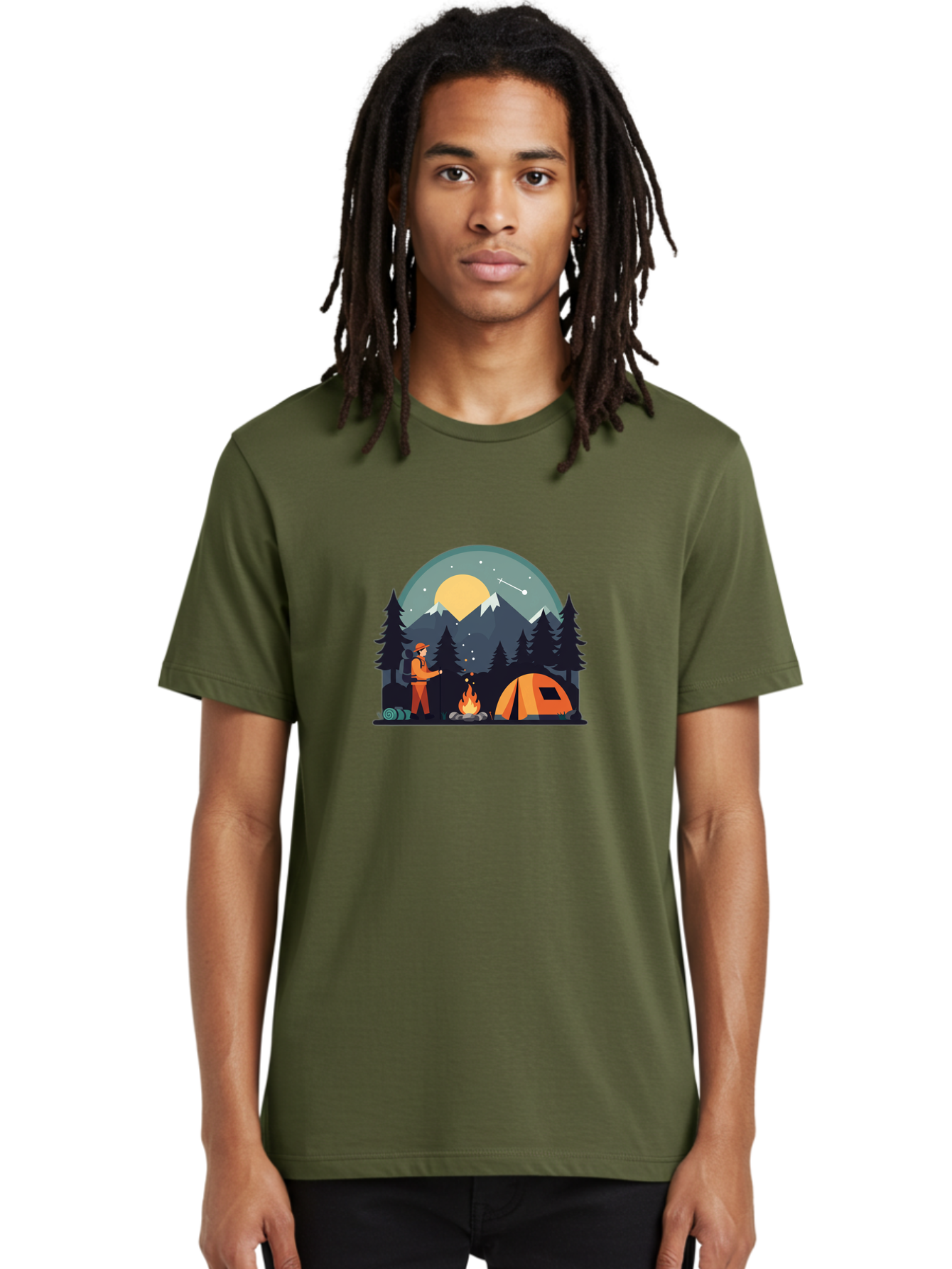 Camping-Under-The-Stars Men'S Graphic Tee, 100% Cotton, Comfortable Casual Summer Wear, Machine Washable, Vintage Camera, Old Camera, Antique Camera, Black Camera, Classic Photography, Photography Equipment, Nostalgic Device, Film Camera, Bal934