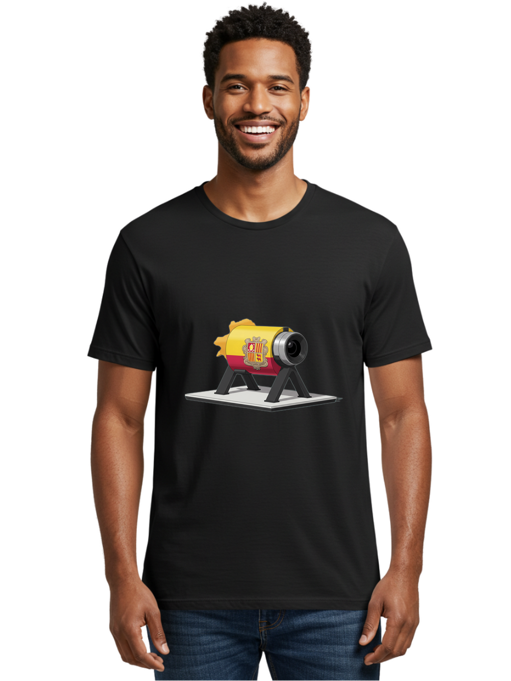 Cannon-Valencia-Coat-Of-Arms Men'S Graphic Tee, 100% Cotton, Comfortable Casual Summer Wear, Machine Washable, Vintage Camera, Old Camera, Antique Camera, Black Camera, Classic Photography, Photography Equipment, Nostalgic Device, Film Camera, Bal940