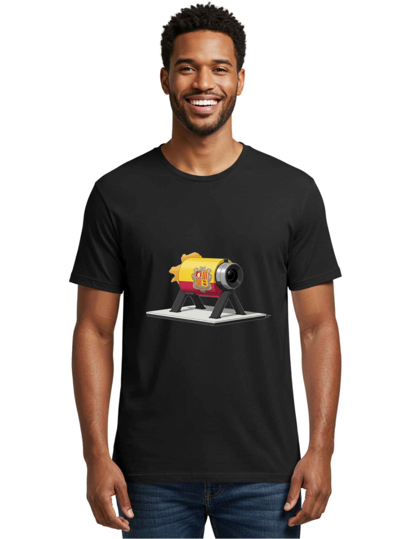Cannon-Valencia-Coat-Of-Arms Men'S Graphic Tee, 100% Cotton, Comfortable Casual Summer Wear, Machine Washable, Vintage Camera, Old Camera, Antique Camera, Black Camera, Classic Photography, Photography Equipment, Nostalgic Device, Film Camera, Bal940