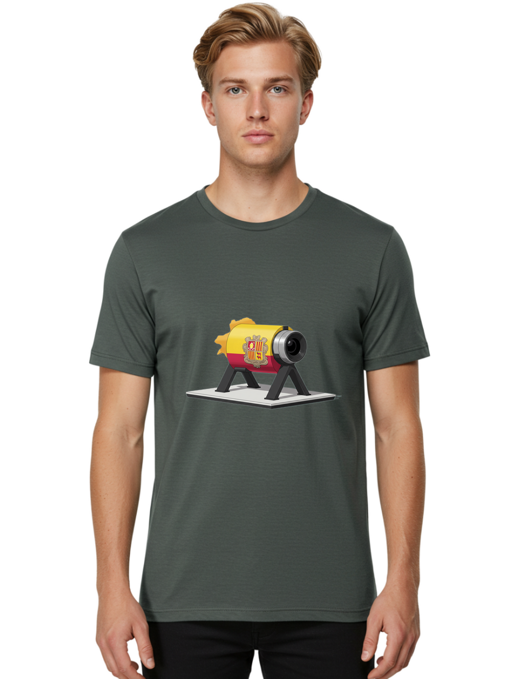 Cannon-Valencia-Coat-Of-Arms Men'S Graphic Tee, 100% Cotton, Comfortable Casual Summer Wear, Machine Washable, Vintage Camera, Old Camera, Antique Camera, Black Camera, Classic Photography, Photography Equipment, Nostalgic Device, Film Camera, Bal940