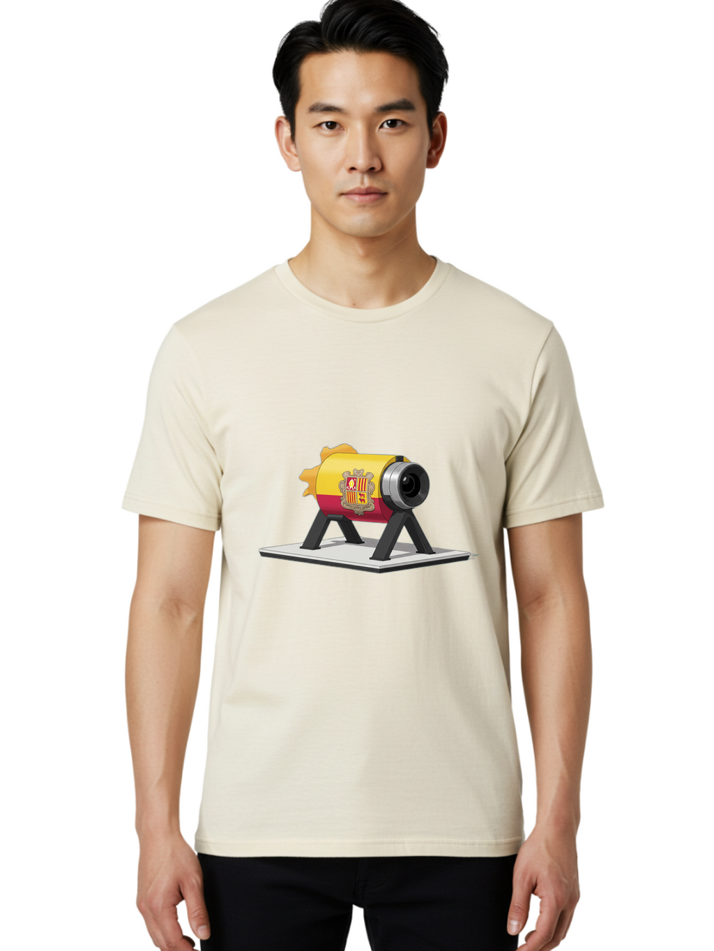 Cannon-Valencia-Coat-Of-Arms Men'S Graphic Tee, 100% Cotton, Comfortable Casual Summer Wear, Machine Washable, Vintage Camera, Old Camera, Antique Camera, Black Camera, Classic Photography, Photography Equipment, Nostalgic Device, Film Camera, Bal940