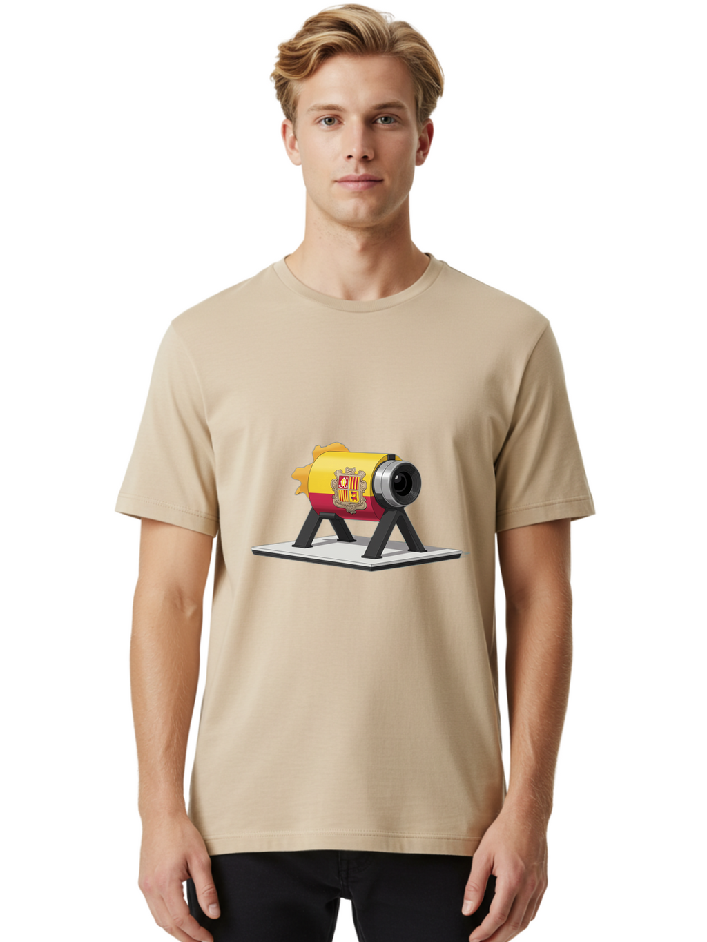 Cannon-Valencia-Coat-Of-Arms Men'S Graphic Tee, 100% Cotton, Comfortable Casual Summer Wear, Machine Washable, Vintage Camera, Old Camera, Antique Camera, Black Camera, Classic Photography, Photography Equipment, Nostalgic Device, Film Camera, Bal940