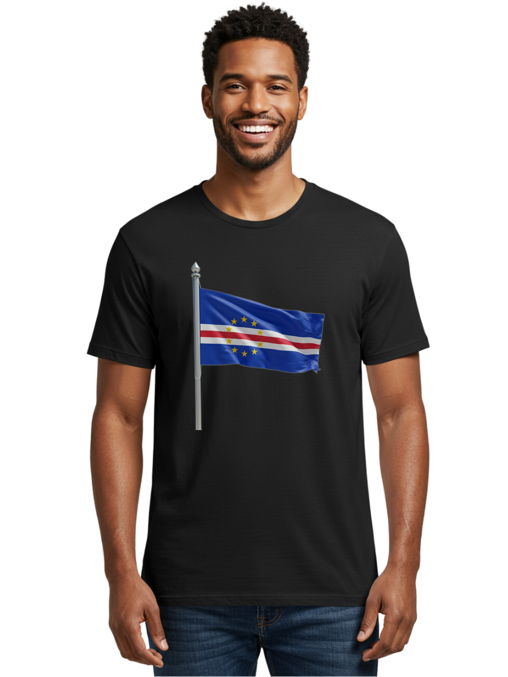 Cape-Verde-Flag Men'S Graphic Tee, 100% Cotton, Comfortable Casual Summer Wear, Machine Washable, Vintage Camera, Old Camera, Antique Camera, Black Camera, Classic Photography, Photography Equipment, Nostalgic Device, Film Camera, Camera Art Bal941