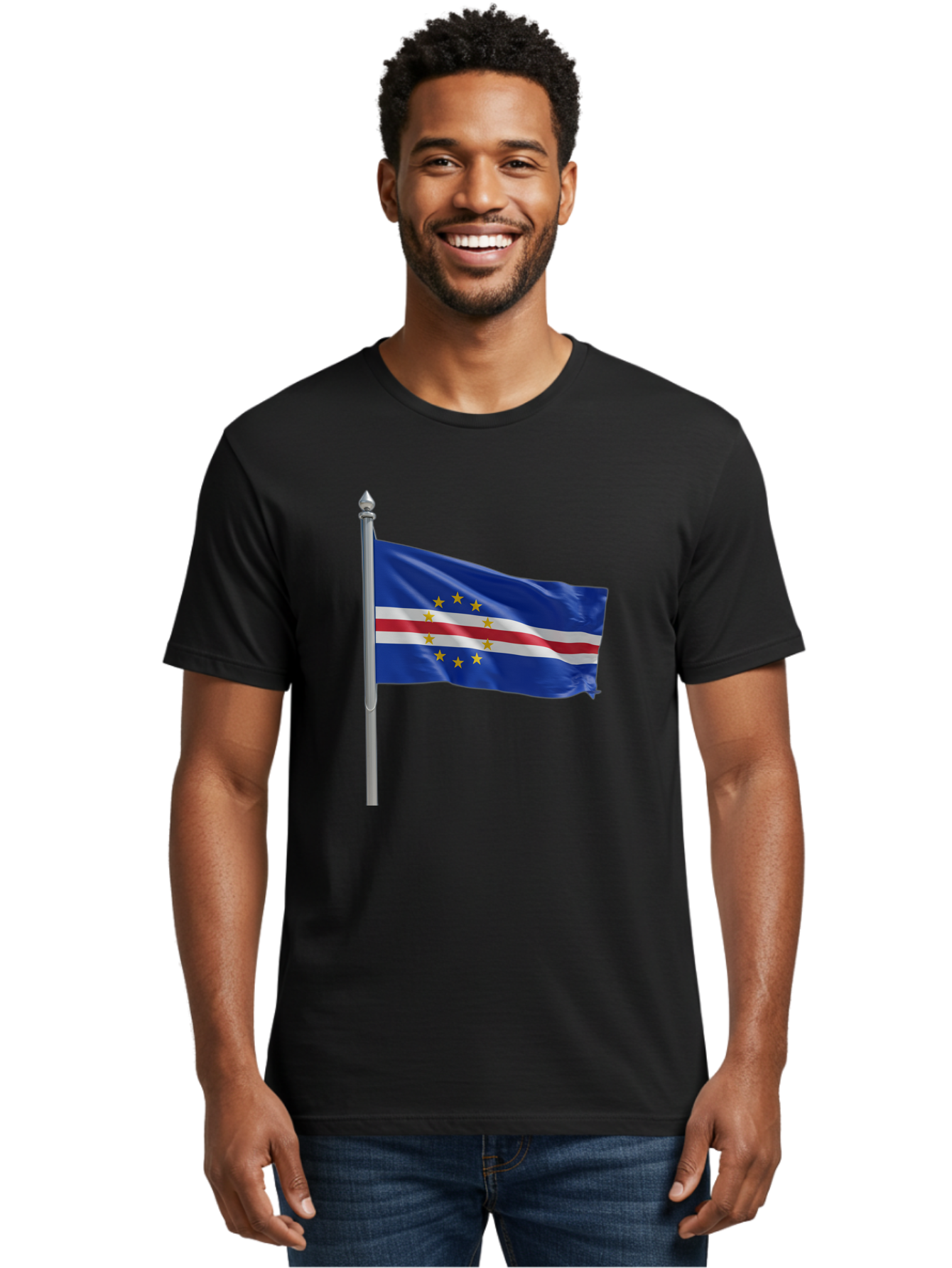 Cape-Verde-Flag Men'S Graphic Tee, 100% Cotton, Comfortable Casual Summer Wear, Machine Washable, Vintage Camera, Old Camera, Antique Camera, Black Camera, Classic Photography, Photography Equipment, Nostalgic Device, Film Camera, Camera Art Bal941