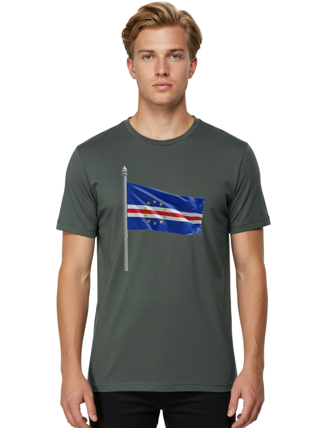 Cape-Verde-Flag Men'S Graphic Tee, 100% Cotton, Comfortable Casual Summer Wear, Machine Washable, Vintage Camera, Old Camera, Antique Camera, Black Camera, Classic Photography, Photography Equipment, Nostalgic Device, Film Camera, Camera Art Bal941