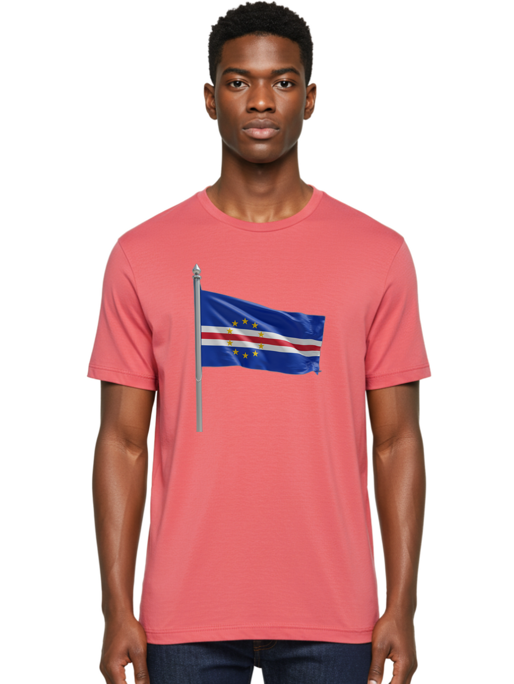 Cape-Verde-Flag Men'S Graphic Tee, 100% Cotton, Comfortable Casual Summer Wear, Machine Washable, Vintage Camera, Old Camera, Antique Camera, Black Camera, Classic Photography, Photography Equipment, Nostalgic Device, Film Camera, Camera Art Bal941