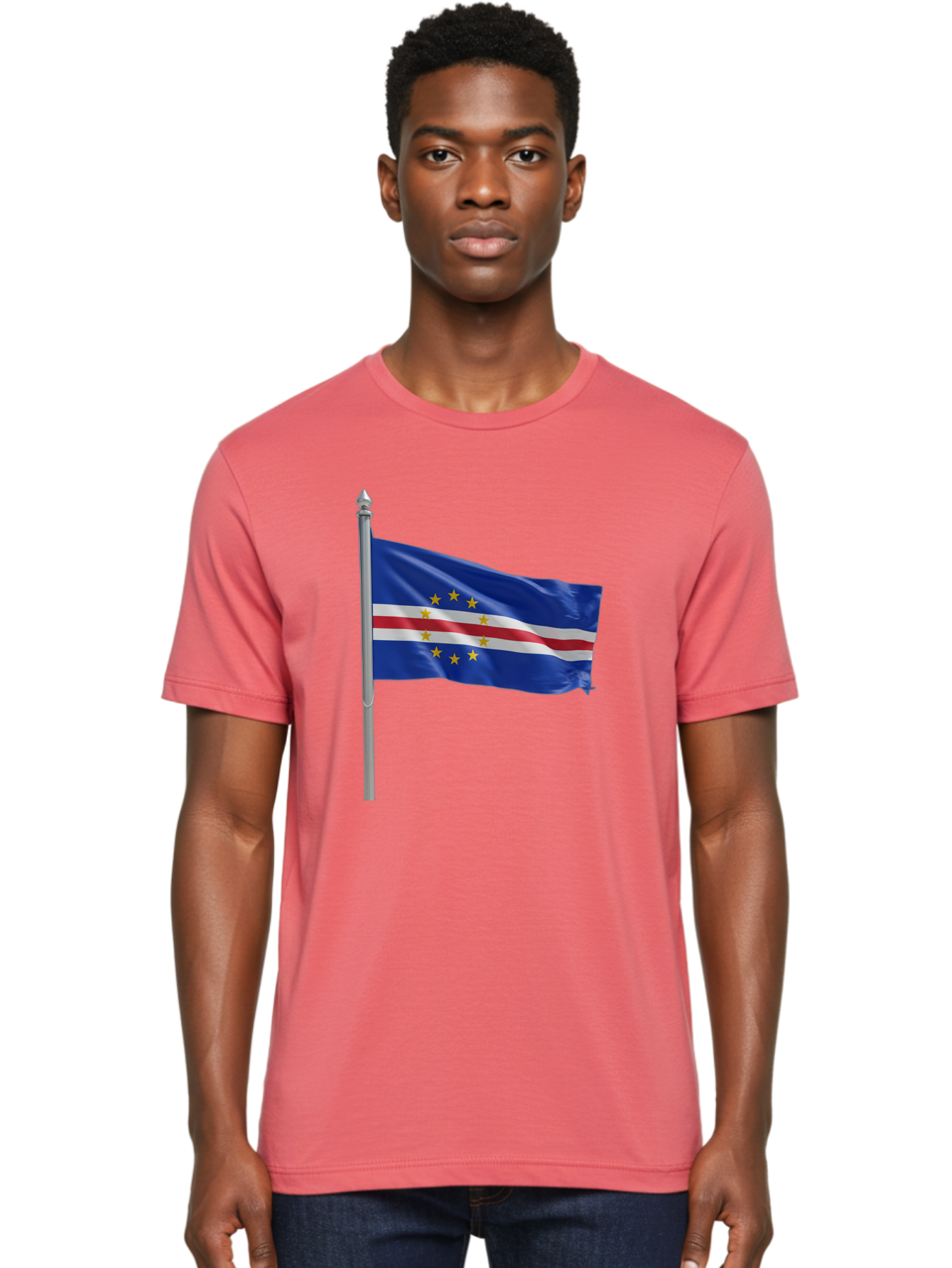Cape-Verde-Flag Men'S Graphic Tee, 100% Cotton, Comfortable Casual Summer Wear, Machine Washable, Vintage Camera, Old Camera, Antique Camera, Black Camera, Classic Photography, Photography Equipment, Nostalgic Device, Film Camera, Camera Art Bal941